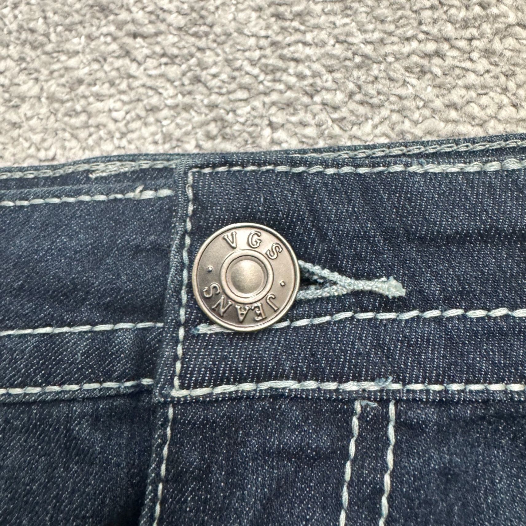 Denime VGS Slim Fit Bootcut Denim Jeans Womens 12 Blue Dark Wash Mid Rise Embro 35x30 - City Preppy Classic 90s? Size 35" - 3 Thumbnail