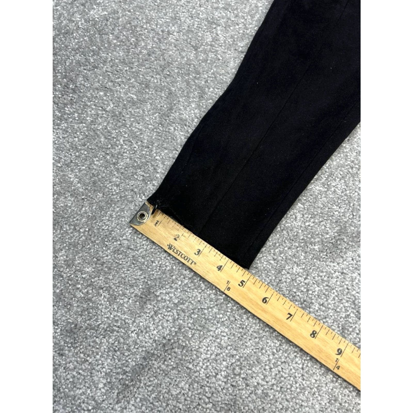 Zara Zara Leggings Women Large Black Suede High Rise Ankle Side Zip Stretch Size 36" / US 14 / IT 50 - 4 Thumbnail