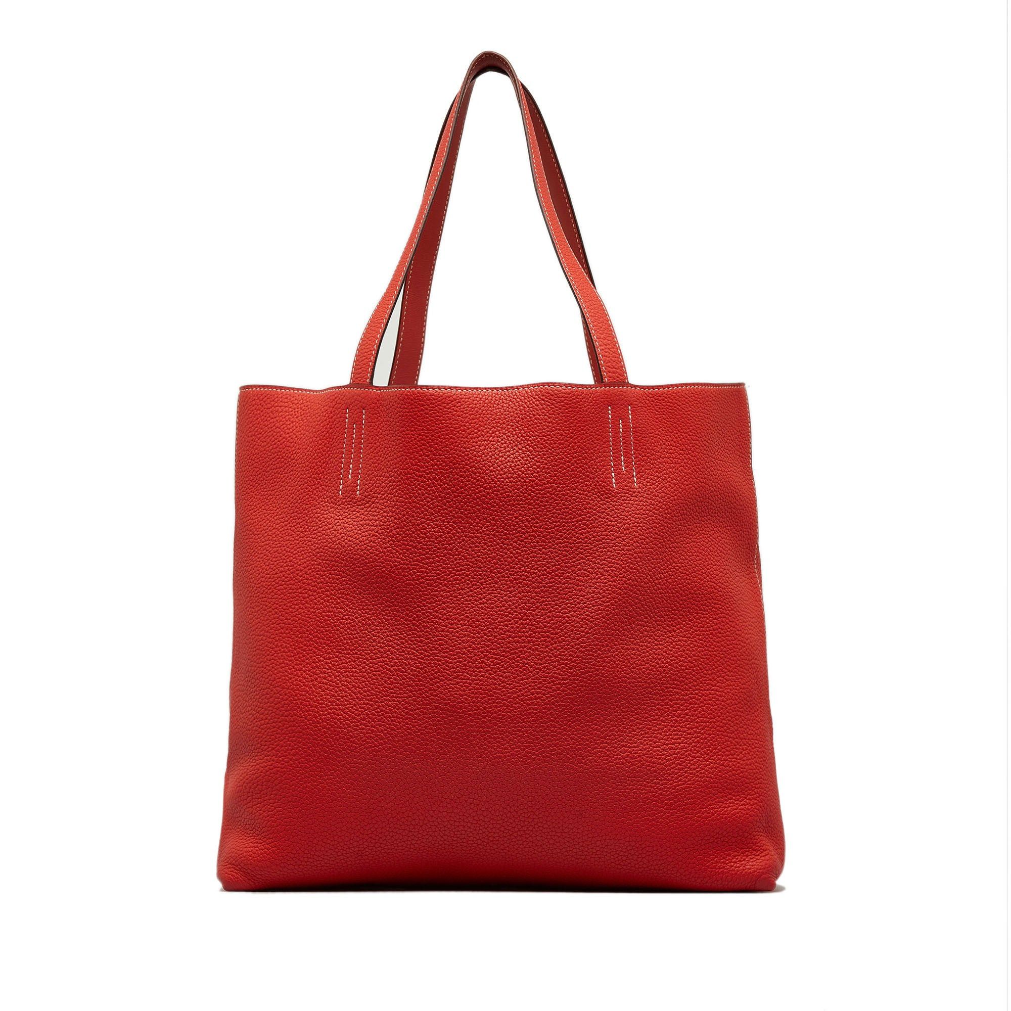 image of Hermes Clemence Double Sens 36 Tote Bag in Red, Women's