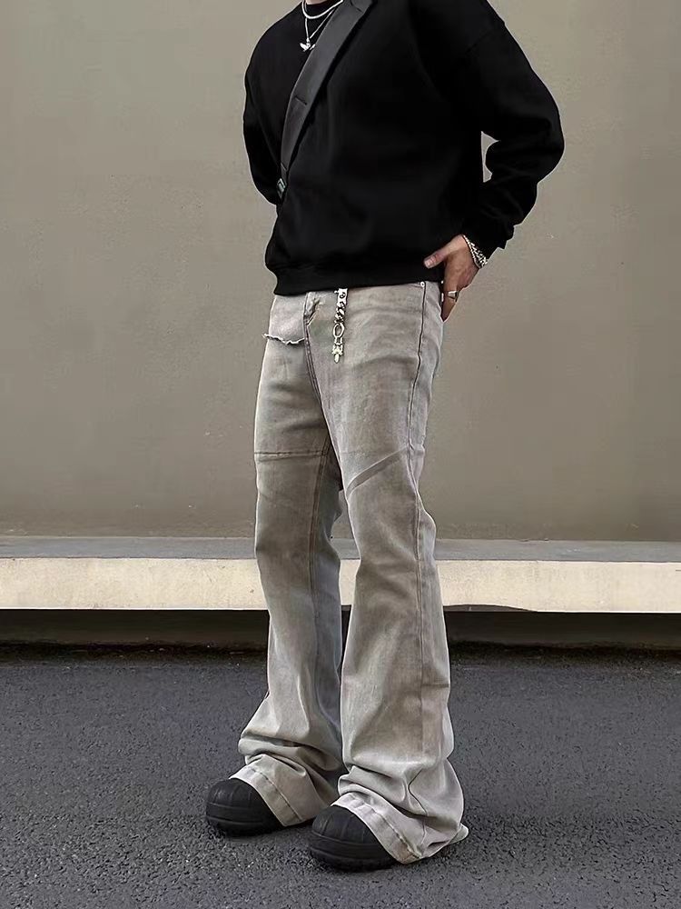High Street Gray Straight Micro Flared Jeans