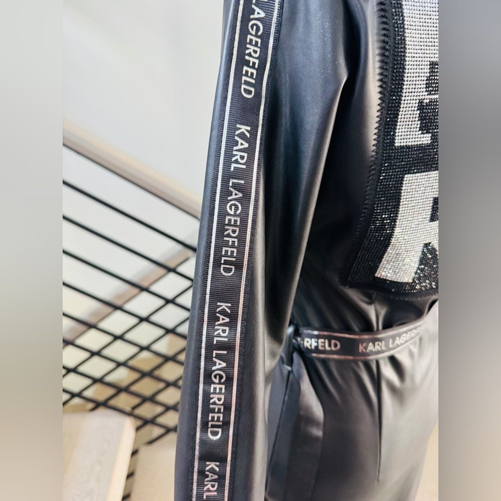 Karl Lagerfeld New Karl Lagerfeld Black Faux Leather Zip Dress size S Size M / US 6-8 / IT 42-44 - 6 Thumbnail