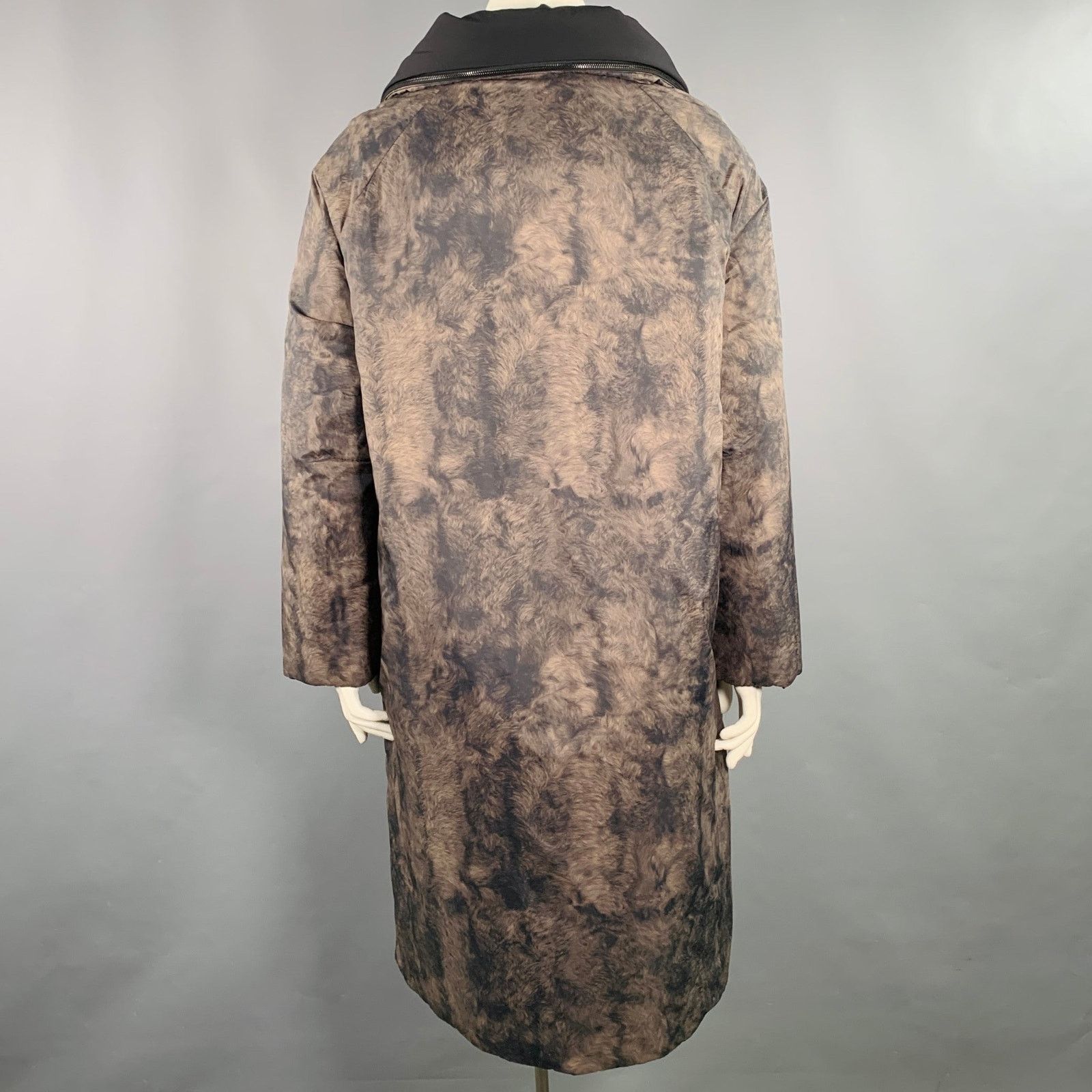 Akris AKRIS 14 Black Brown Fur Effect Nylon Reversible Puffer Coat Size XL / US 12-14 / IT 48-50 - 4 Thumbnail