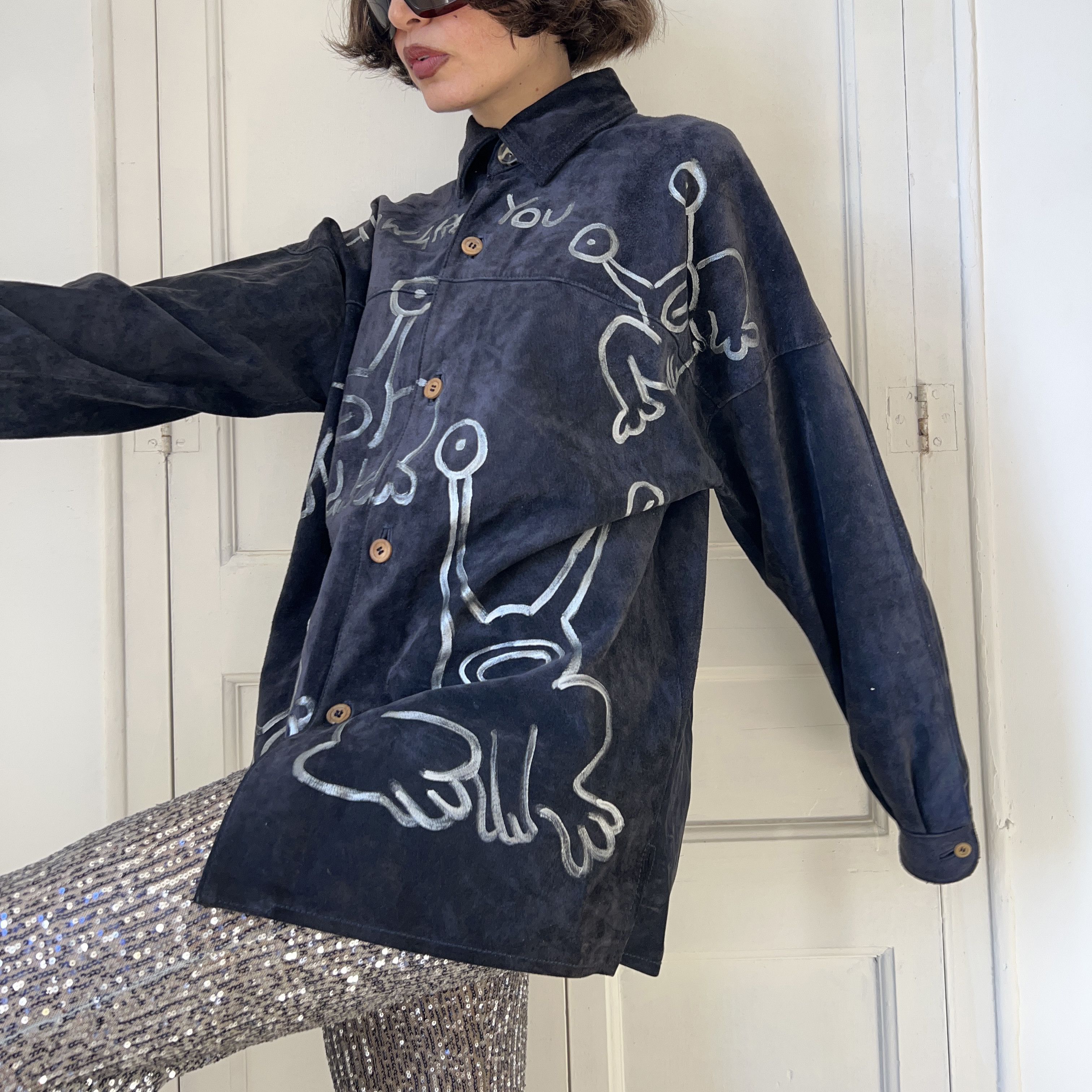Custommade Vintage Custom Alien Navy Suede Jacket Coat Size M / US 6-8 / IT 42-44 - 4 Thumbnail
