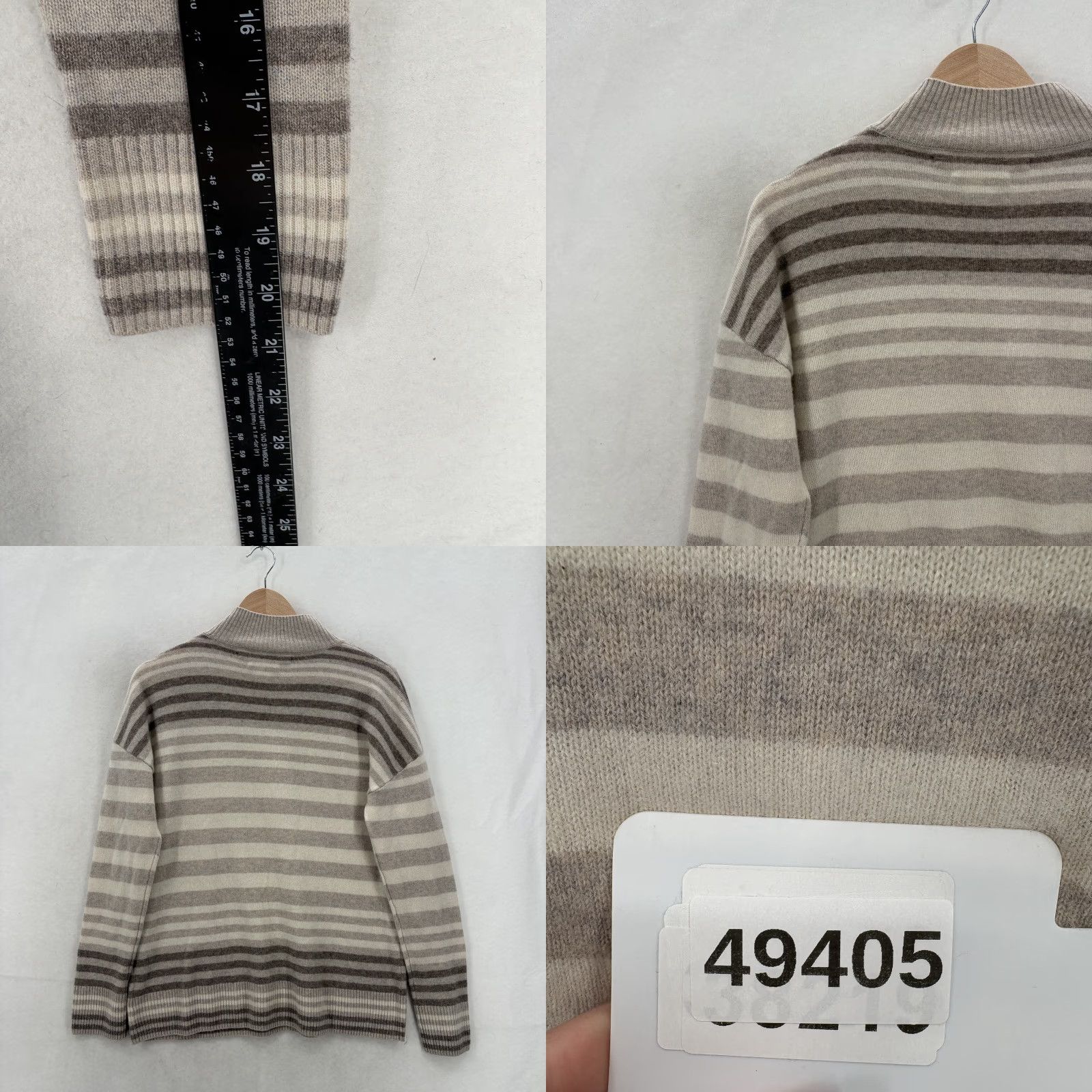 Vintage Max Studio Sweater Womens Medium Gray Stripe Mock Neck 100% Cashmere Knit Cozy Size M / US 6-8 / IT 42-44 - 8 Thumbnail