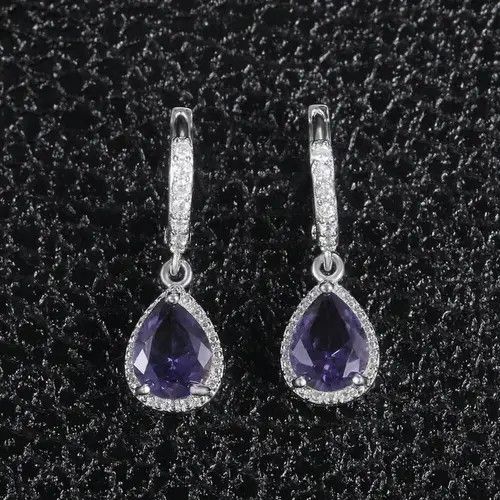 Other Women's Amethyst Purple Gemstone Teardrop Dangle Earrings Size ONE SIZE - 3 Thumbnail