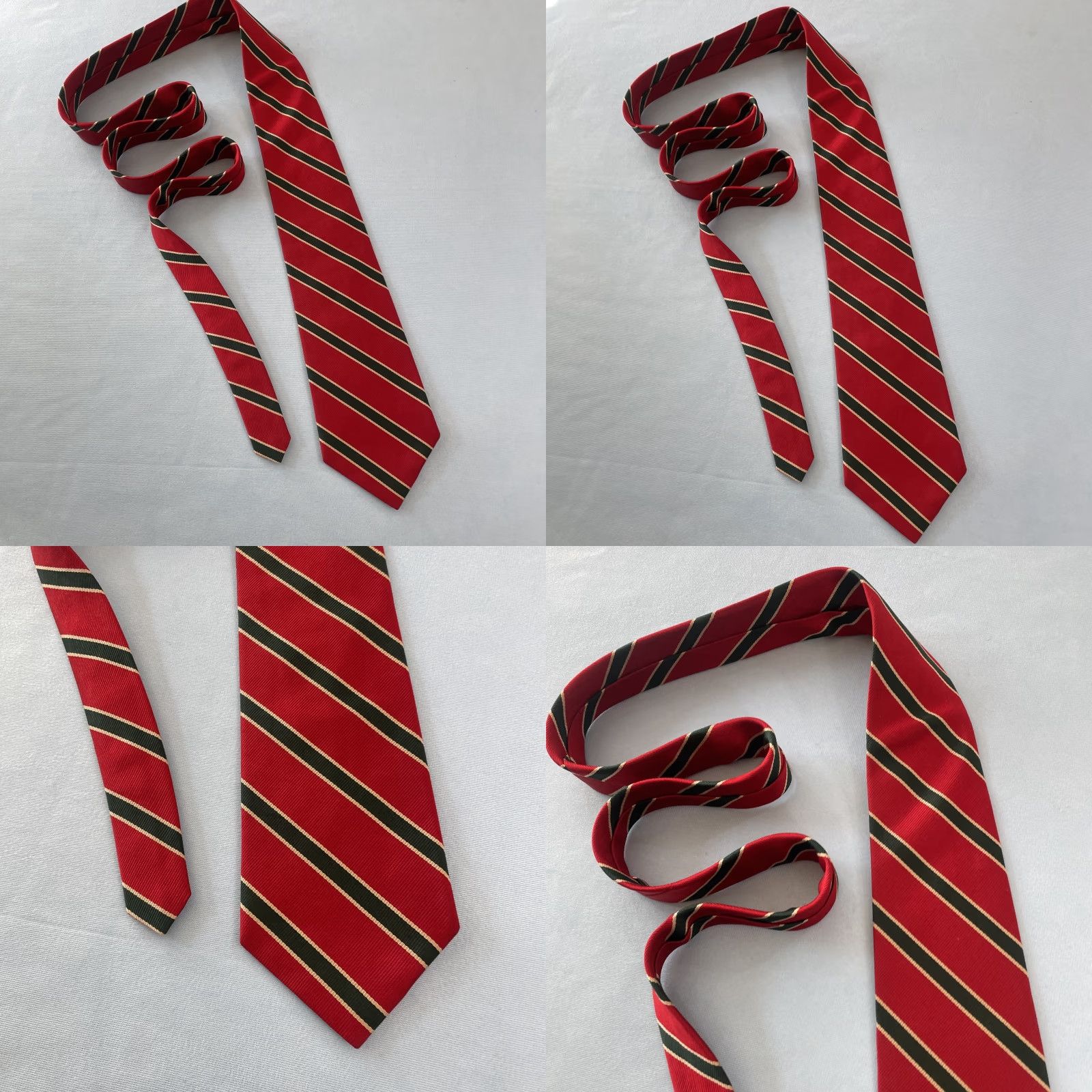 Vintage Aras Tie Repp Stripe Geometric Western Red Green Vintage 80s Necktie Exec 4x58 Size ONE SIZE - 10 Thumbnail
