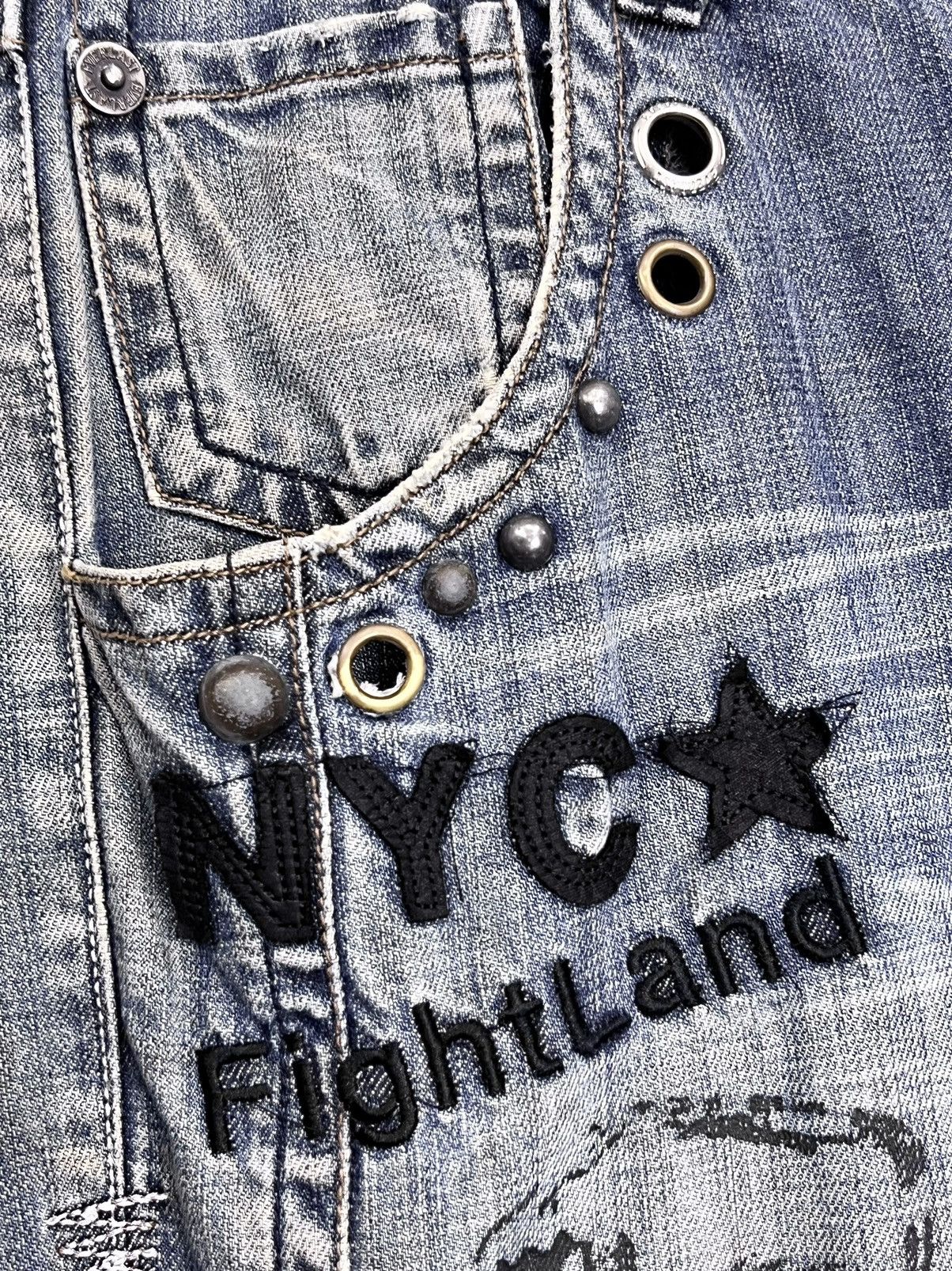 Everlast 🔥Vintage EVERLAST NEW YORK CITY FIGHTLAND Distressed Denim Size US 34 / EU 50 - 15 Thumbnail