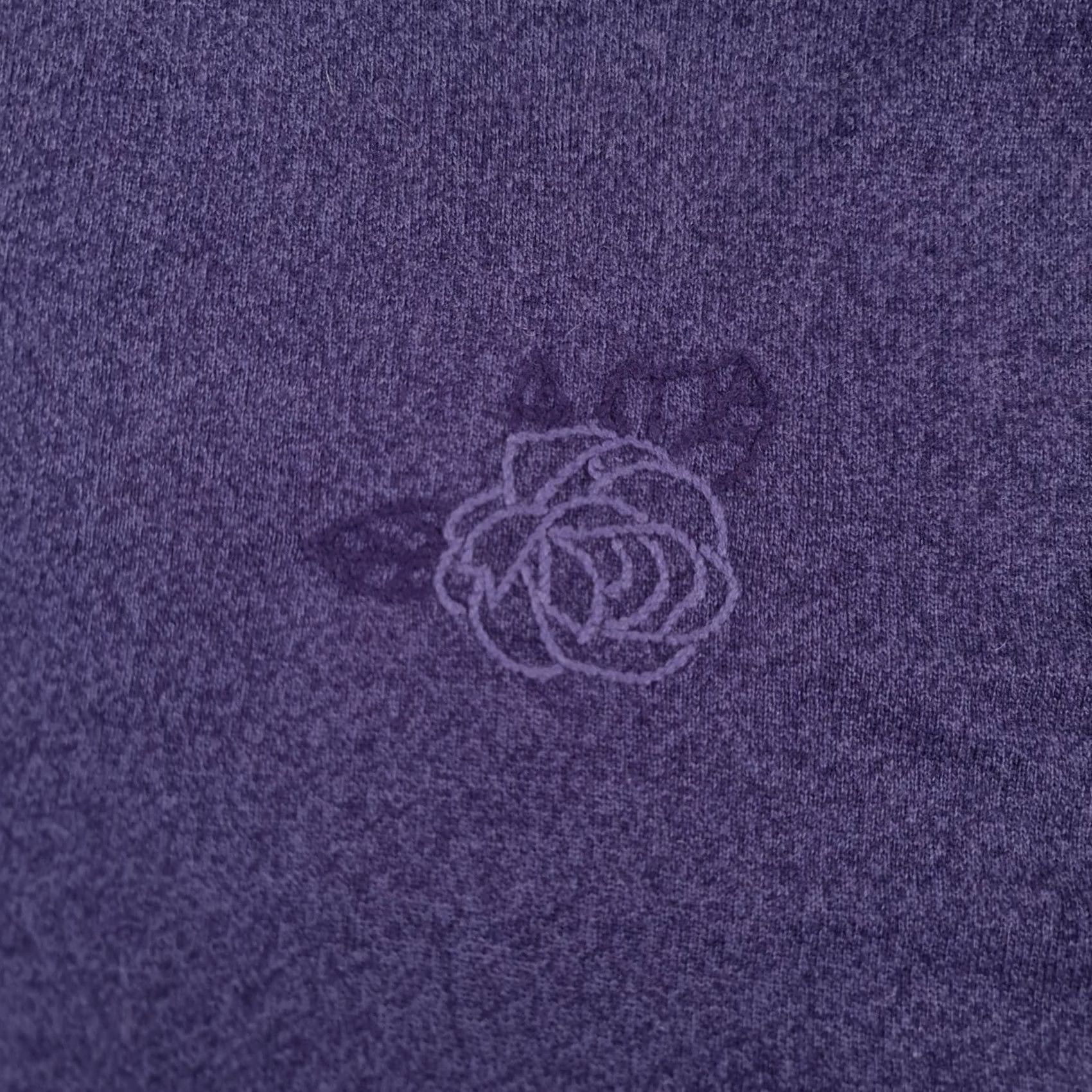Vintage King Deer Womens Cashmere Jumper Purple Small Short Sleeve Mock Neck Embroidered Floral Knit Pullover Size S / US 4 / IT 40 - 4 Thumbnail