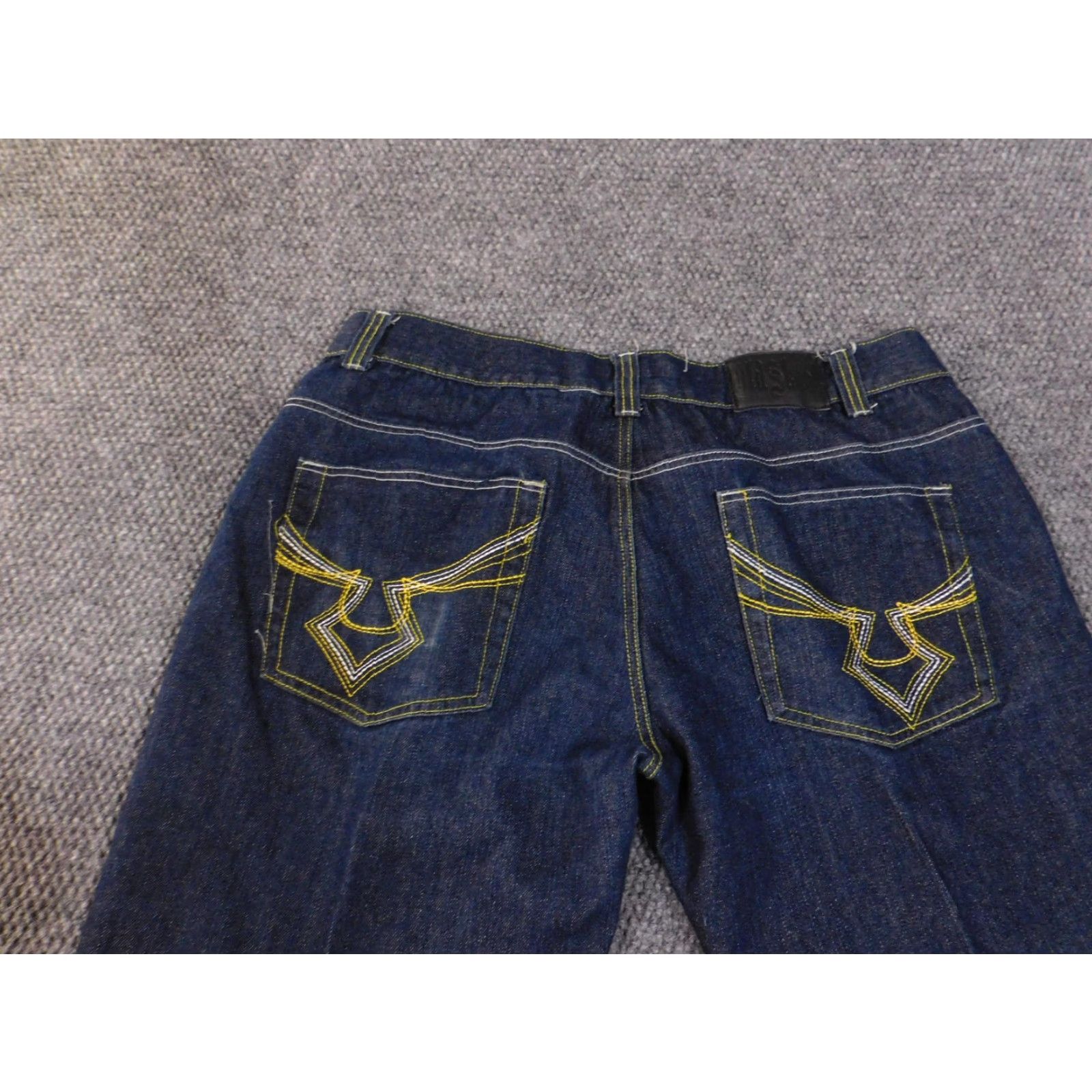 Denime Old Skool Jeans Mens 40 Blue Dark Wash Wide Leg Baggy Embroidered Pockets Denim Size US 40 / EU 56 - 7 Thumbnail