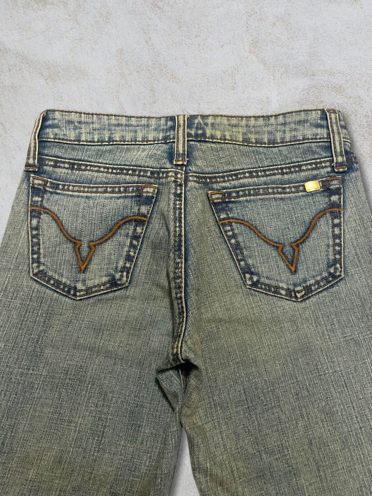 Nude Bad Girl Nuve Fade Wash Wax And Leather Style Flare Jeans Size 26" / US 2 / IT 38 - 8 Thumbnail