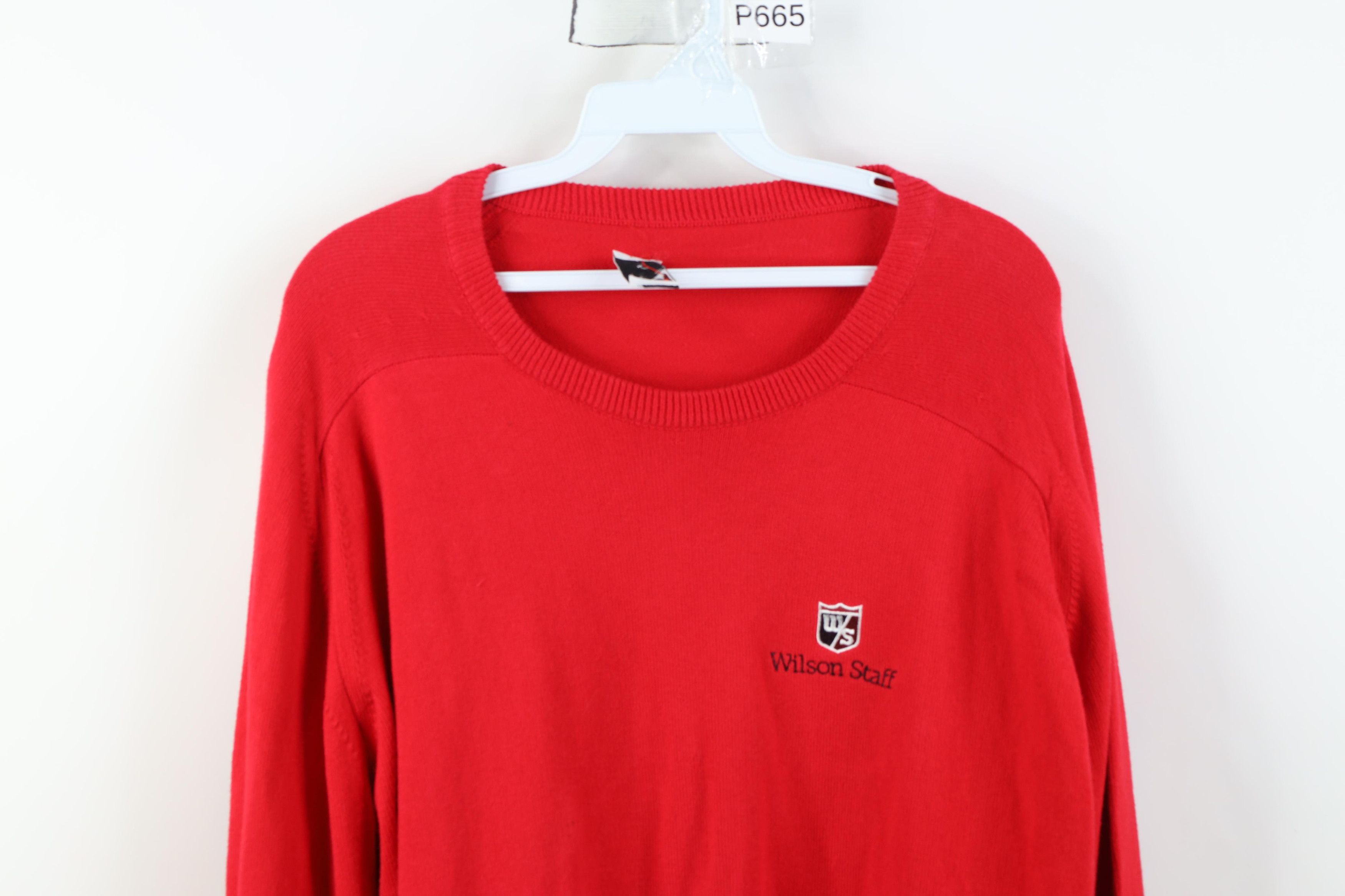 Wilson Vintage 90s Wilson Staff Tennis Knit Crewneck Sweater Red Size US XL / EU 56 / 4 - 2 Thumbnail