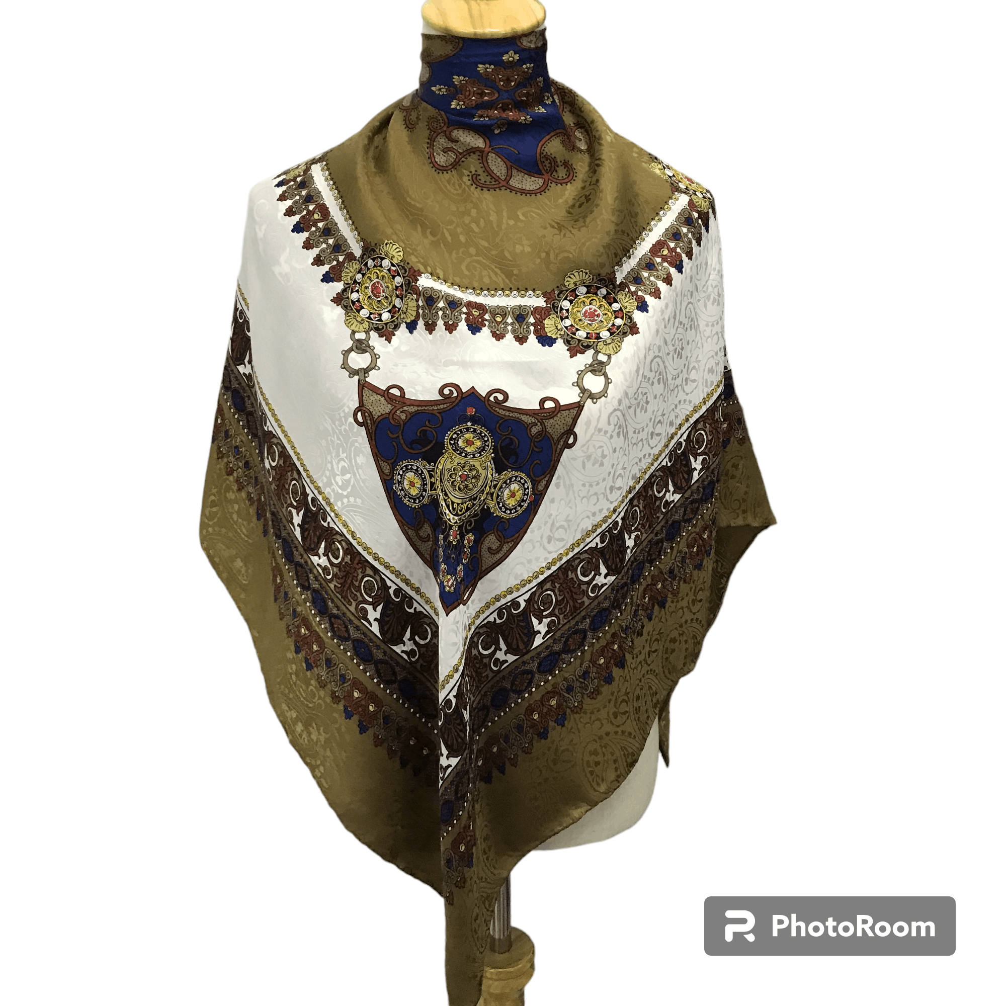 Vintage Luxury Design Silk Scarf M136 Size ONE SIZE - 1 Thumbnail