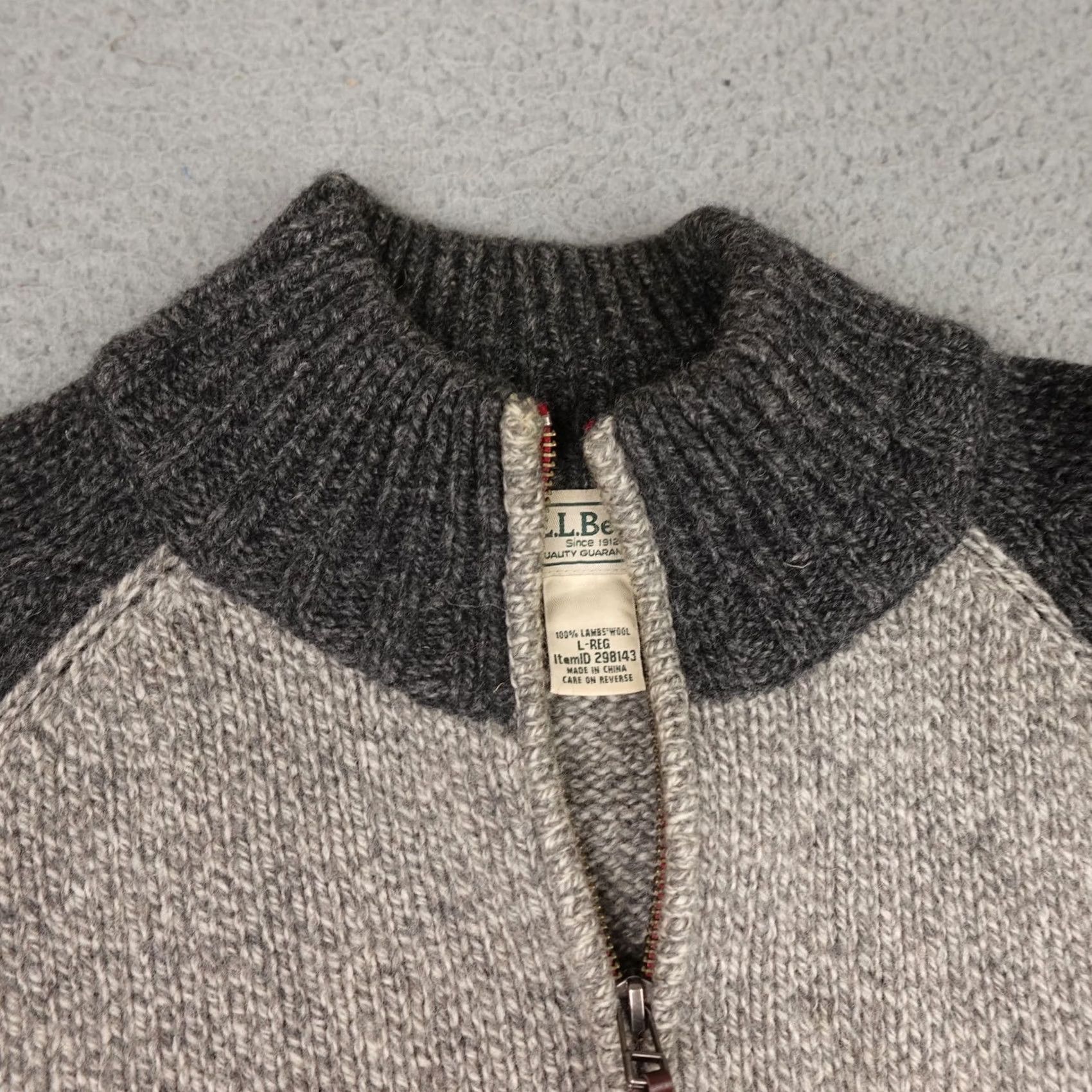Vintage LL Bean Mens Large Gray Wool Sweater Half Zip Pullover Raglan Sleeves Outdoor Size US L / EU 52-54 / 3 - 4 Thumbnail