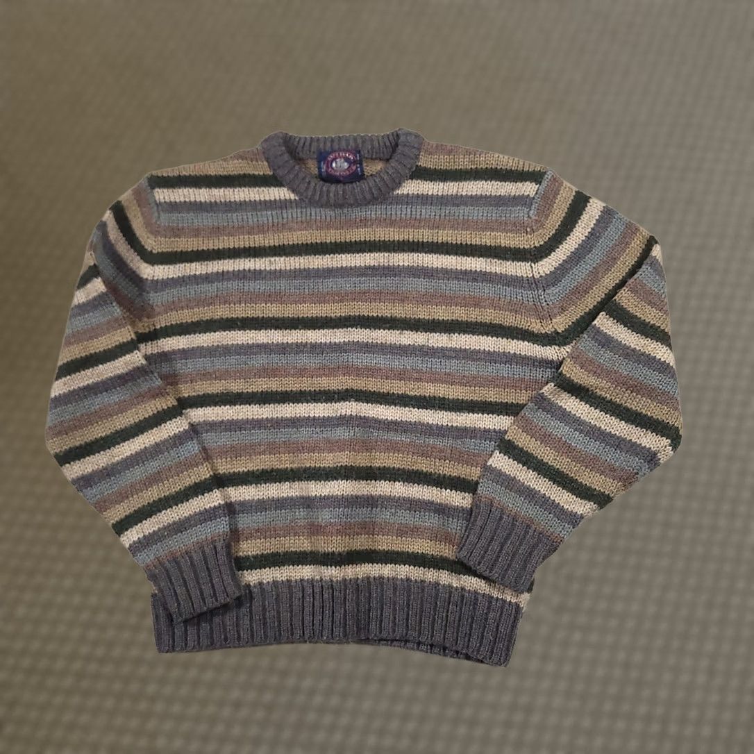 CO VINTAGE Aspetuck Trading Co Sweater Mens L Striped 90s Grandpa Crew Wool Size US L / EU 52-54 / 3 - 1 Thumbnail