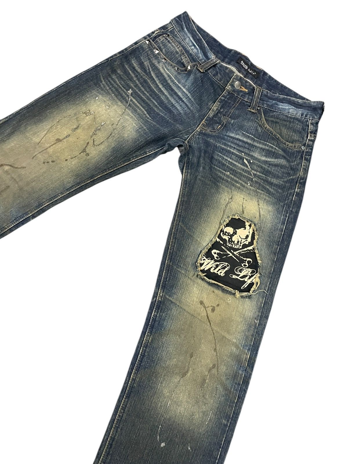 14th Addiction Wildlife Japanese Destroyed Dusty Dirt Rockers Jeans Size US 33 - 8 Thumbnail