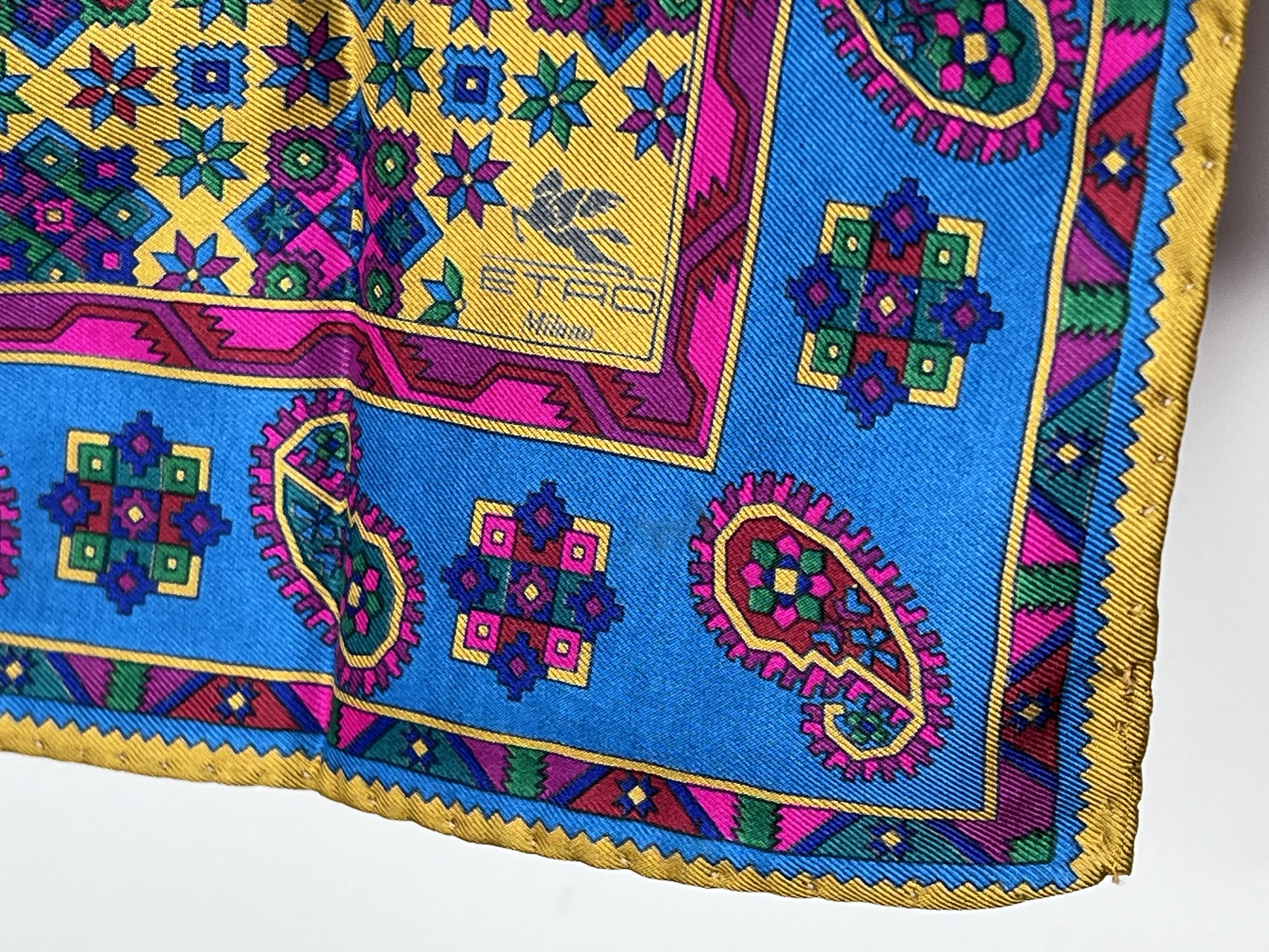 Etro ETRO MILANO ITALIAN SILK SCARF HAND ROLL MULTICOLOR Size ONE SIZE - 2 Thumbnail