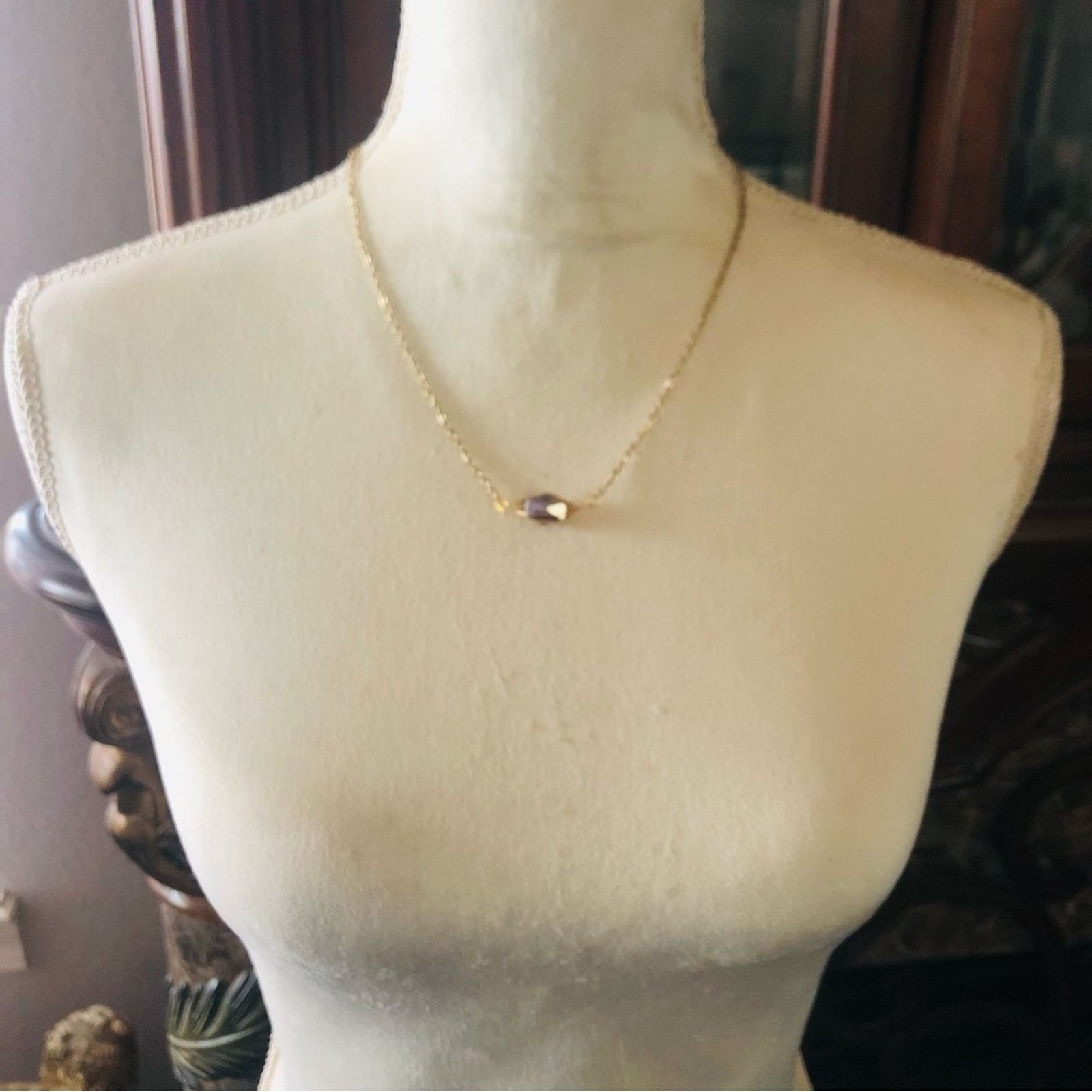 Handmade Handcrafted gold wire cage genuine amethyst stone necklace Size ONE SIZE - 6 Thumbnail