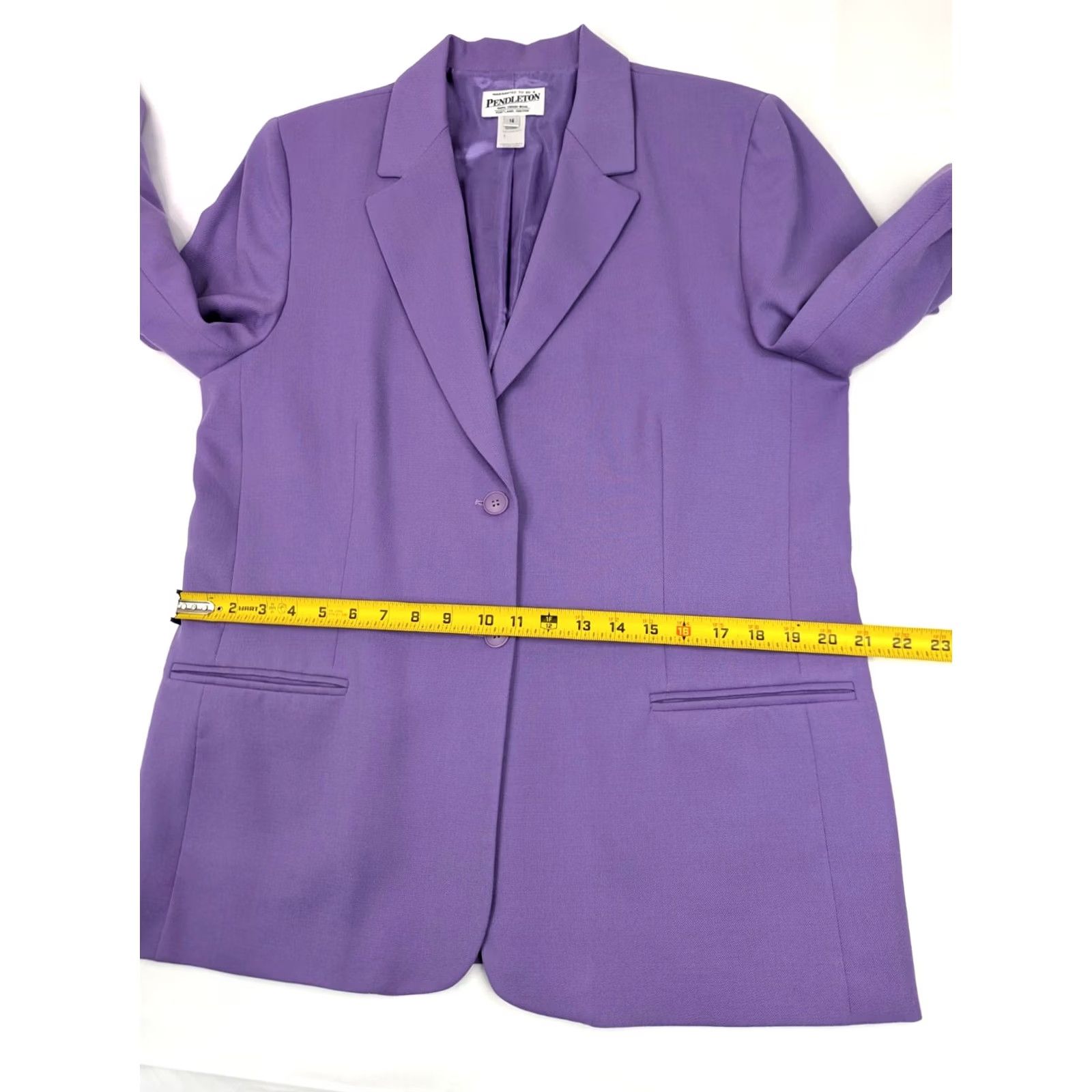 Pendleton VINTAGE Pendleton Blazer Coat Women 14 Wool Purple 42 Chest Notch Lined Wool 100% Satin Lined Business Regular Vintage Womens Blazer Size XL / US 12-14 / IT 48-50 - 6 Thumbnail