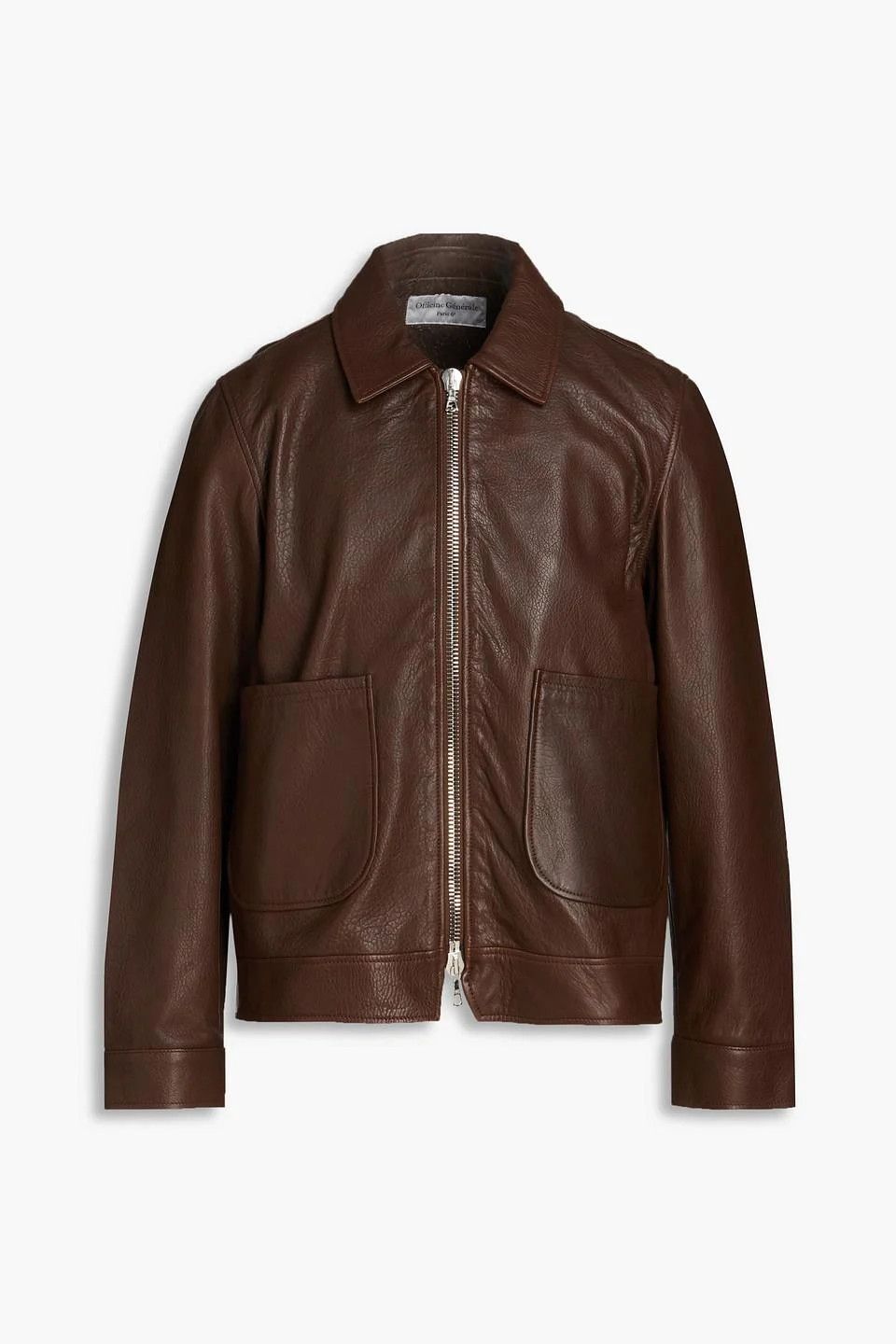 Officine Generale o1mle1025 Kael French Grain Leather Jacket in Brown Size US S / EU 44-46 / 1 - 1 Preview
