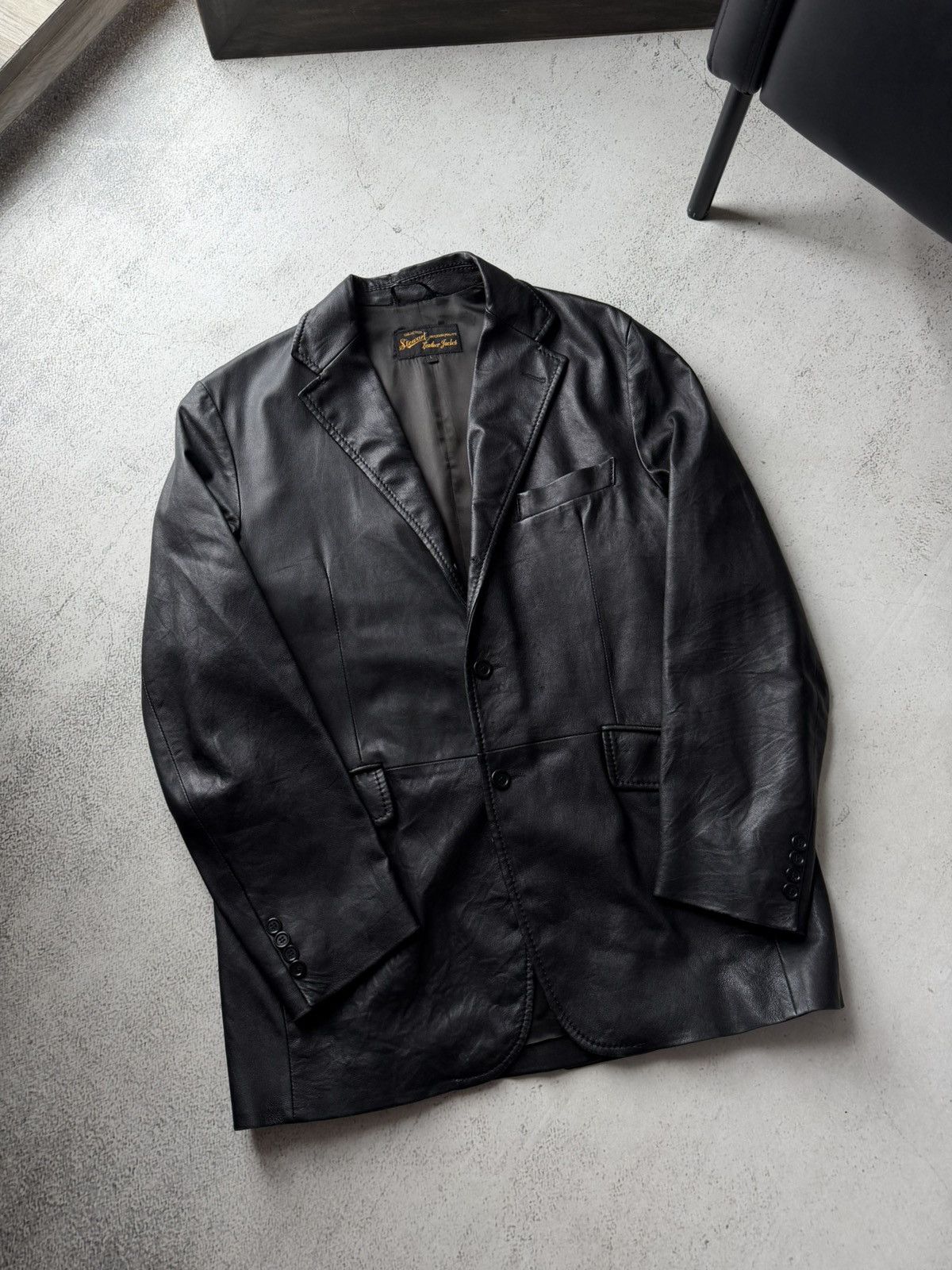 Leather Stewart Vintage Real Leather Black Blazer Jacket Size US L / EU 52-54 / 3 - 4 Thumbnail