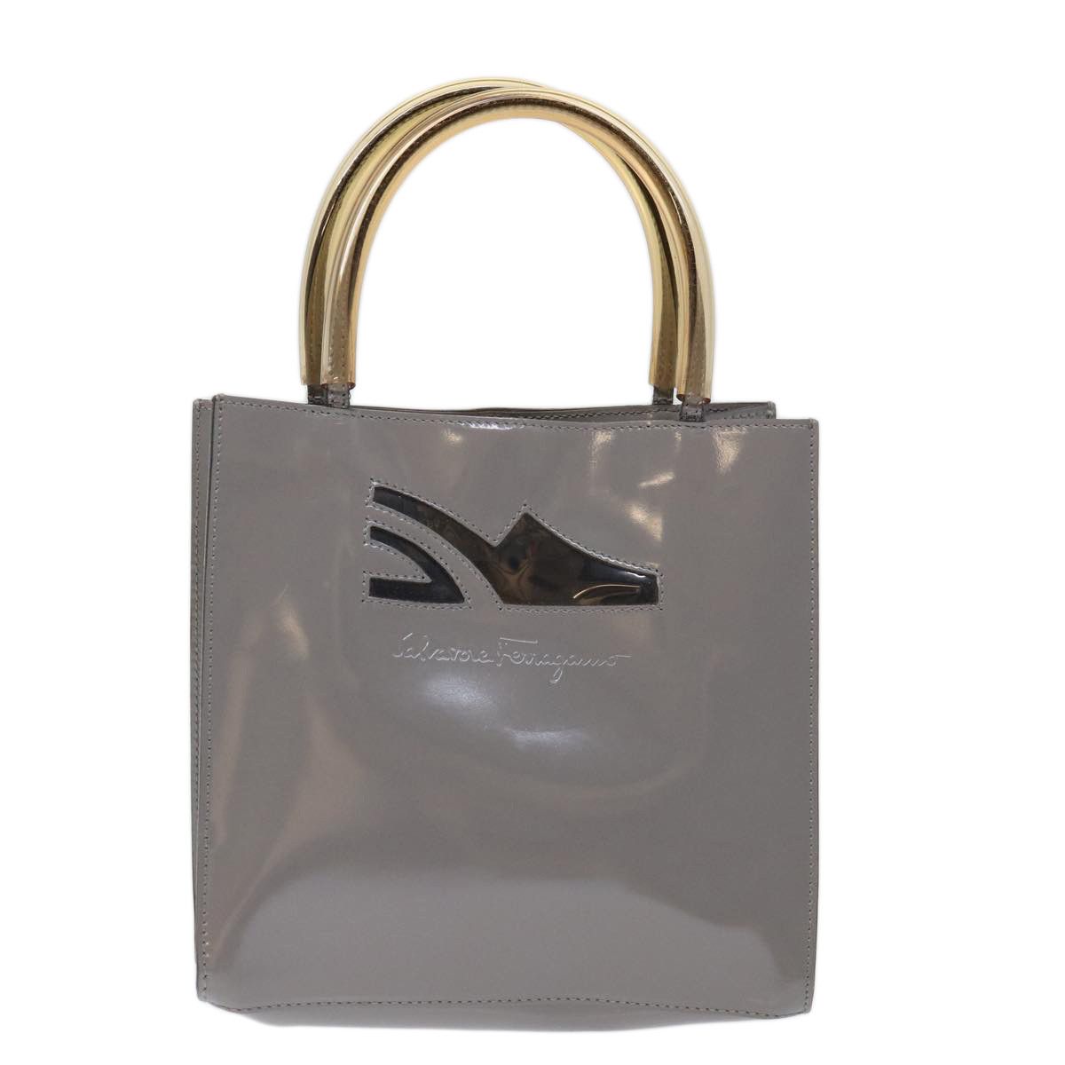 Salvatore Ferragamo Grey Patent Leather Handbag (Pre-Owned) Size ONE SIZE - 1 Thumbnail