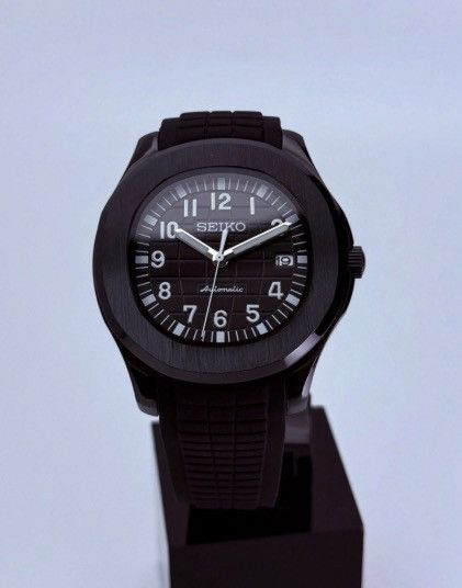 Japanese Brand Seiko Mod Aquanaut All Black Steel Watch Rubber Strap 41mm Size ONE SIZE - 1 Thumbnail