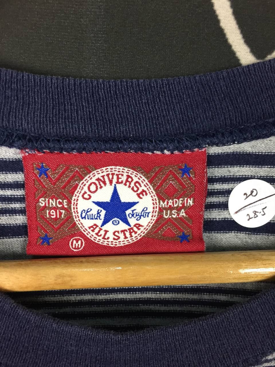 Converse Vtg 90s Converse All Star Made In Usa Stripe Tee Size US M / EU 48-50 / 2 - 8 Thumbnail