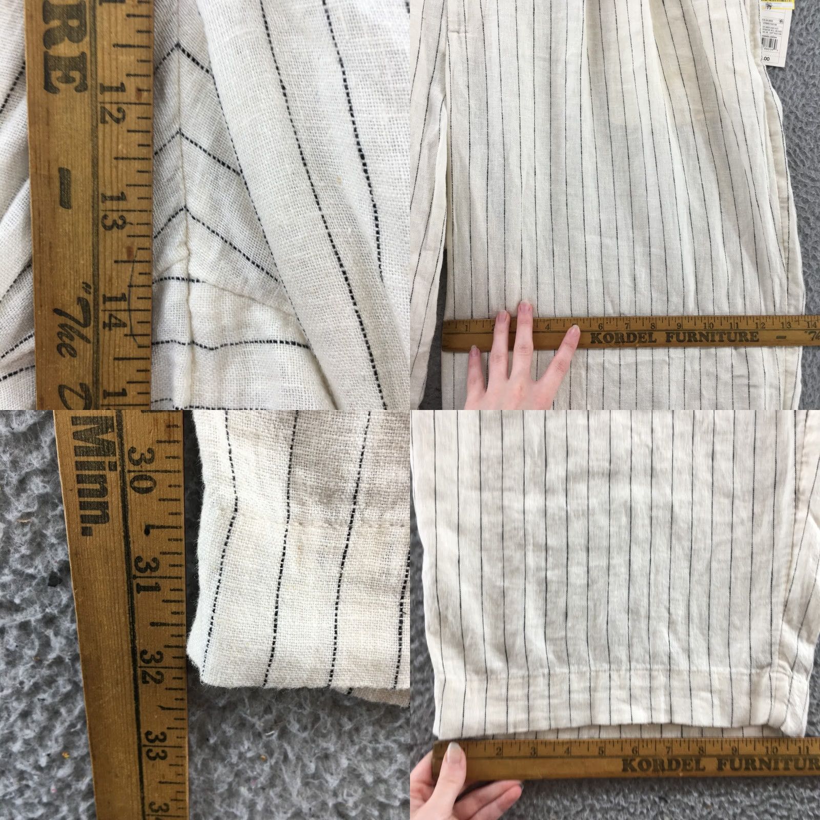 Vintage A New Day Pants Womens 17 Beige Casual Striped Linen Bleend Mid Rise Zip Size 38" / US 16 / IT 52 - 8 Thumbnail