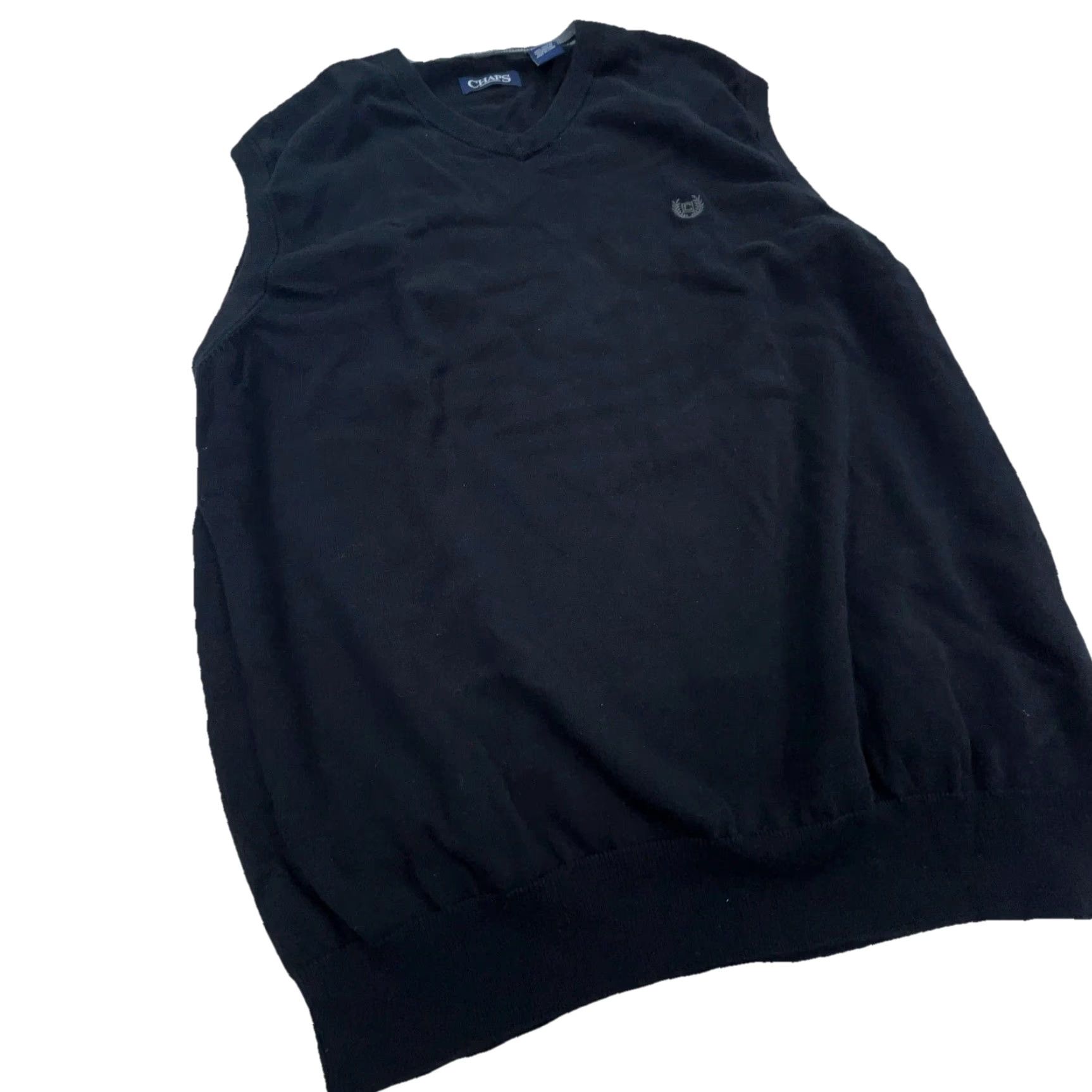 Chaps Chaps Vest Sweater Men XL Black Cotton Knit Casual Modern Logo Golf Tennis Adult Size US XL / EU 56 / 4 - 3 Thumbnail