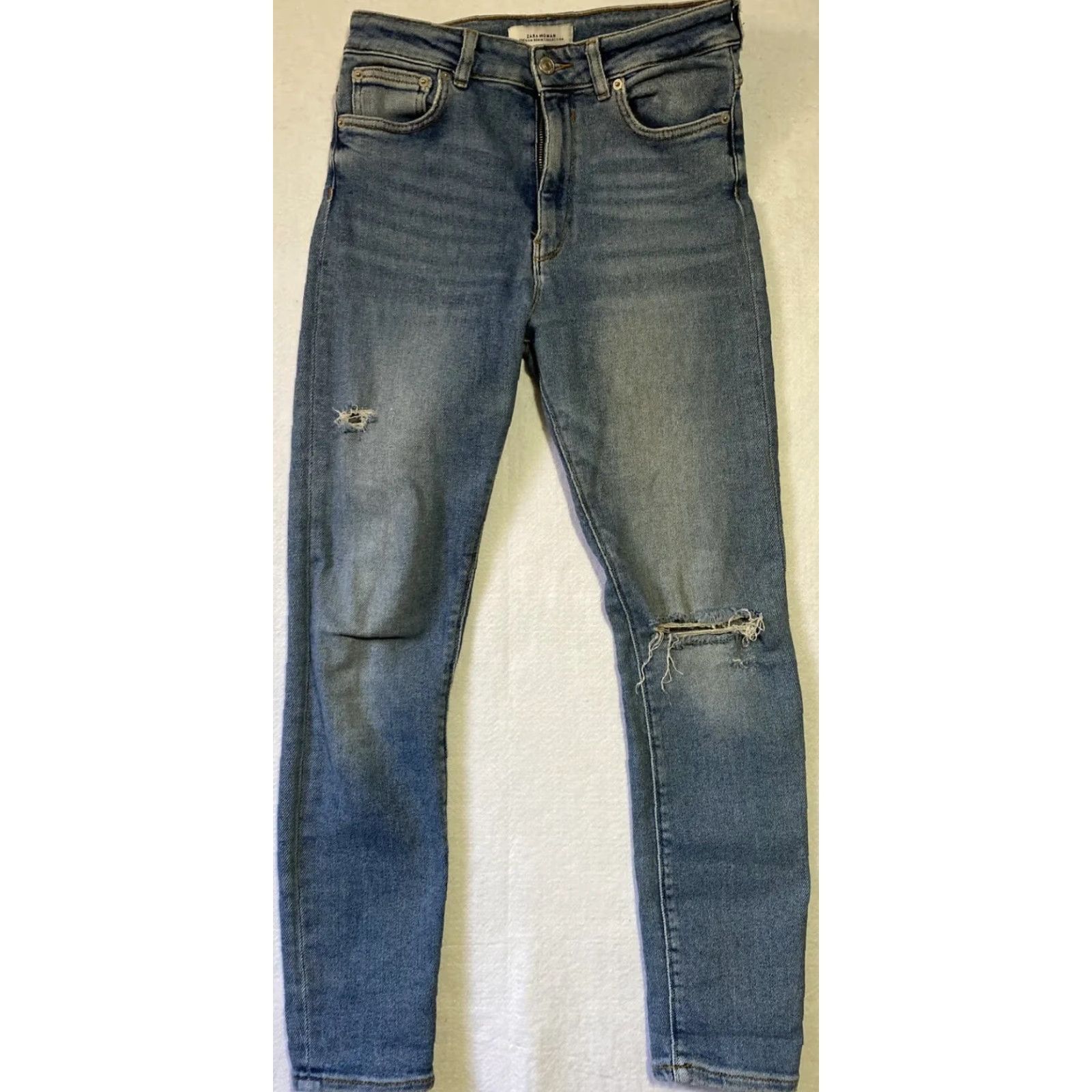 Zara Zara Jeans Women's Size 6 Skinny Stretch Denim Blue 5-Pocket Design Slim Mid Rise Casual Spring Summer Fall Winter Cotton Blend Size 28" / US 6 / IT 42 - 2 Thumbnail