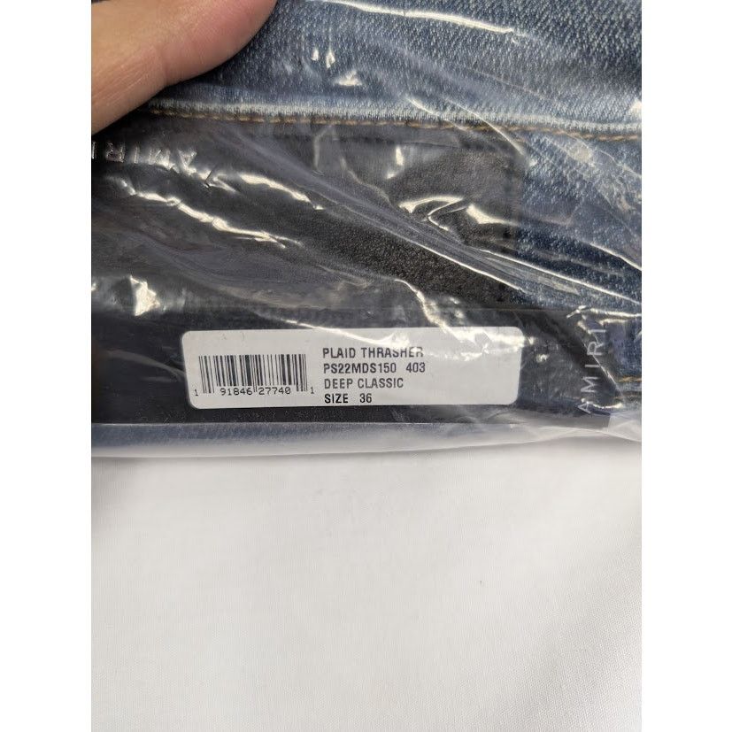 Amiri o1rshd1 Plaid Thrasher Denim Jeans in Deep Classic Blue Size US 36 / EU 52 - 17 Thumbnail