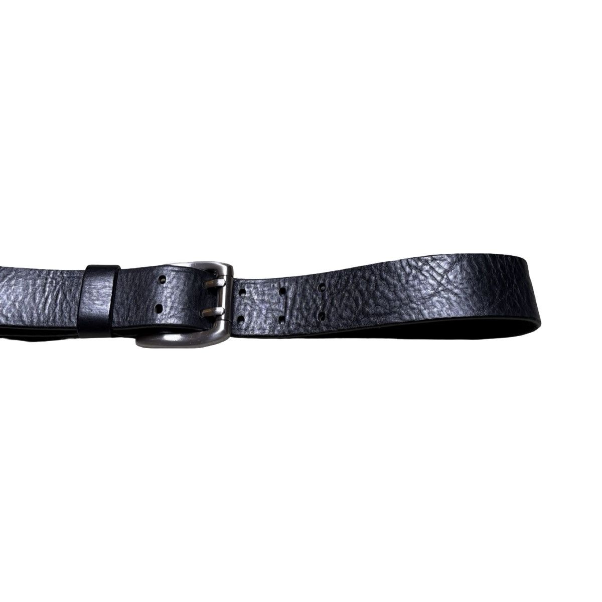 Express Vintage Express Leather Belt 34 Black Double Prong Buckle Size 34 - 2 Thumbnail