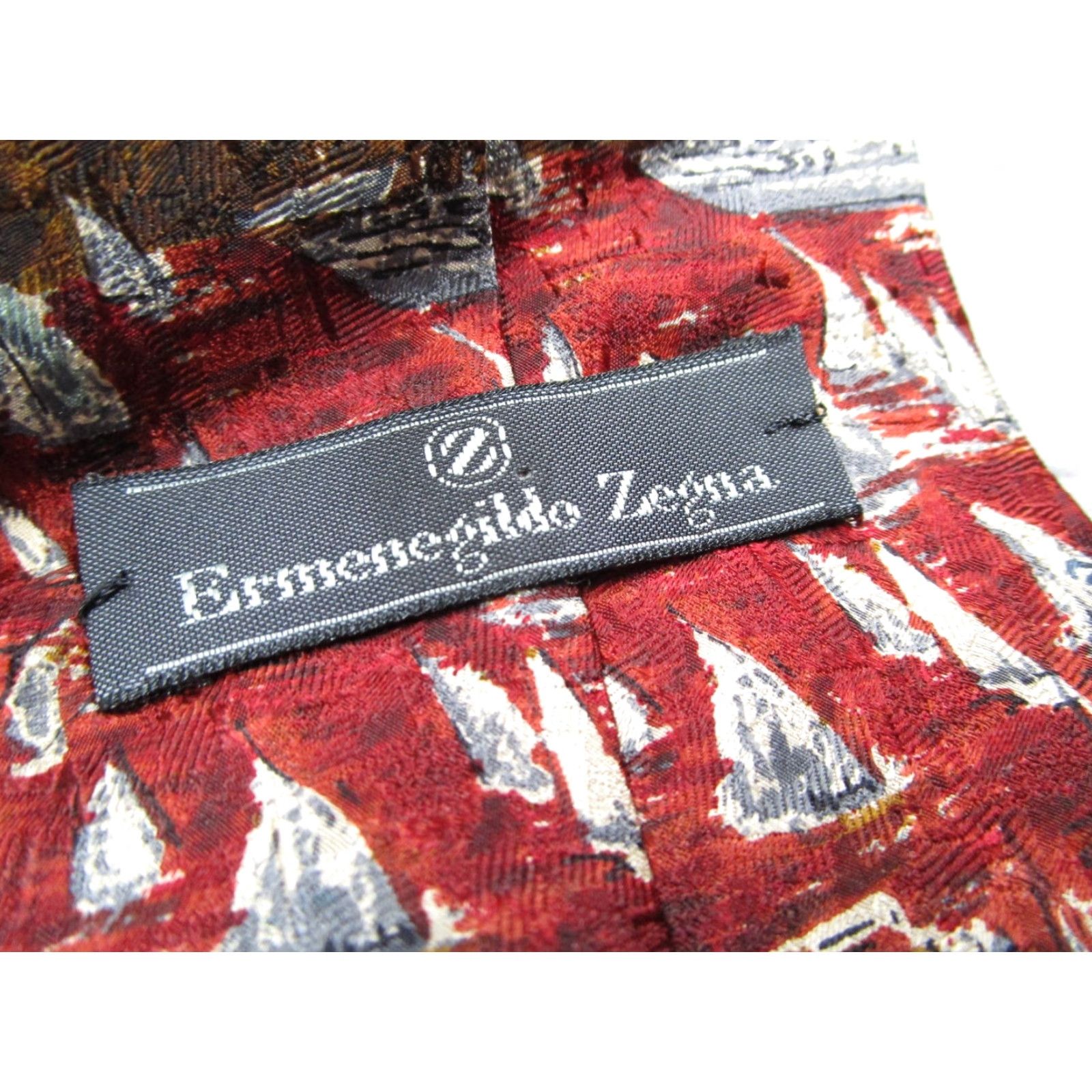 Ermenegildo Zegna Ermenegildo Zegna Tie Mens Red Silk Nautical Abstract Luxury Italian Made Mens Size ONE SIZE - 3 Thumbnail