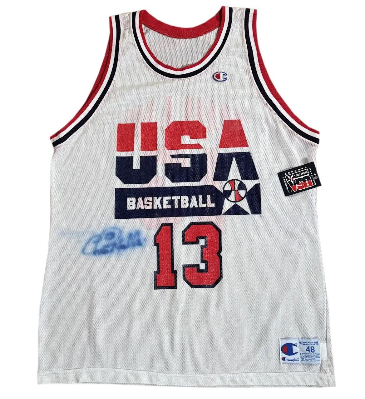 Vintage Champion USA Basketball Chris Mullin Signed Jersey