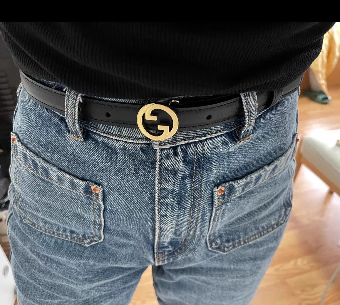 Gucci GUCCI 75cm black gold double G buckle leather belt Size ONE SIZE - 6 Thumbnail