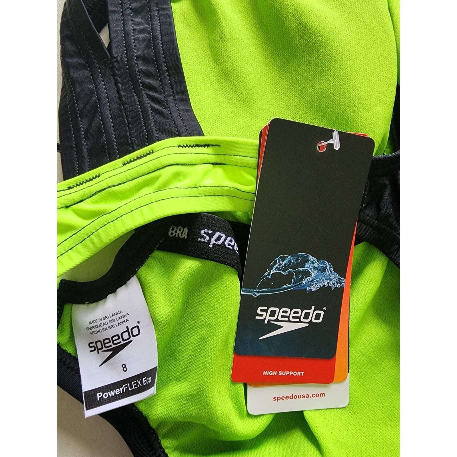 Speedo Speedo Hydro Bra Racing Cut Powerflex Eco Swimsuit 8 NWT Size ONE SIZE - 3 Thumbnail