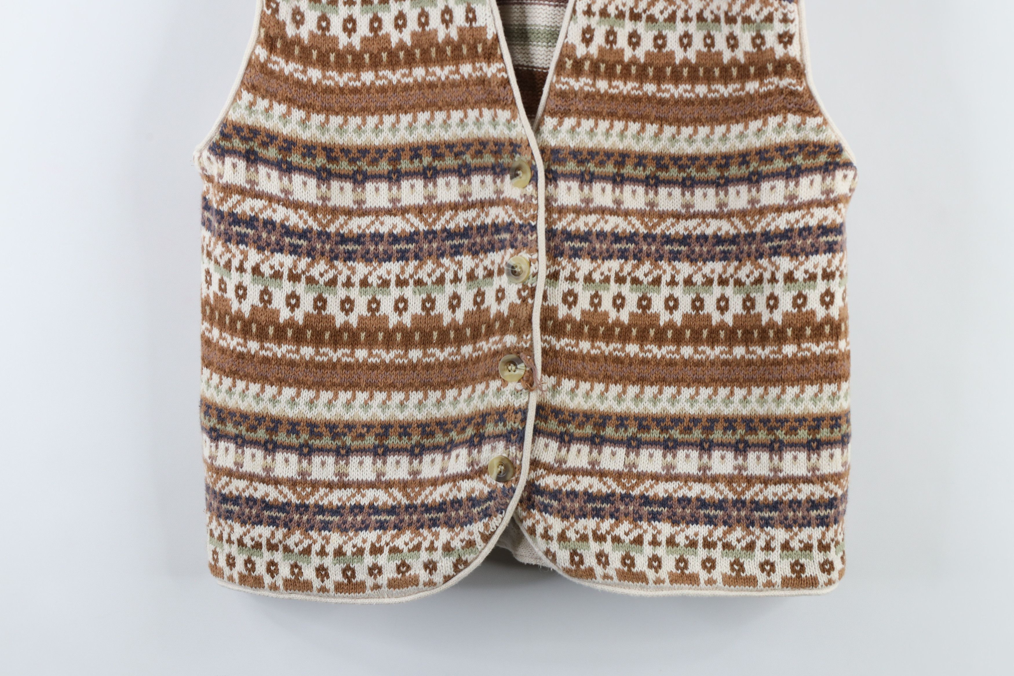 Vintage Vintage 90s Streetwear Fair Isle Knit Cardigan Sweater Vest Size L / US 10 / IT 46 - 3 Thumbnail