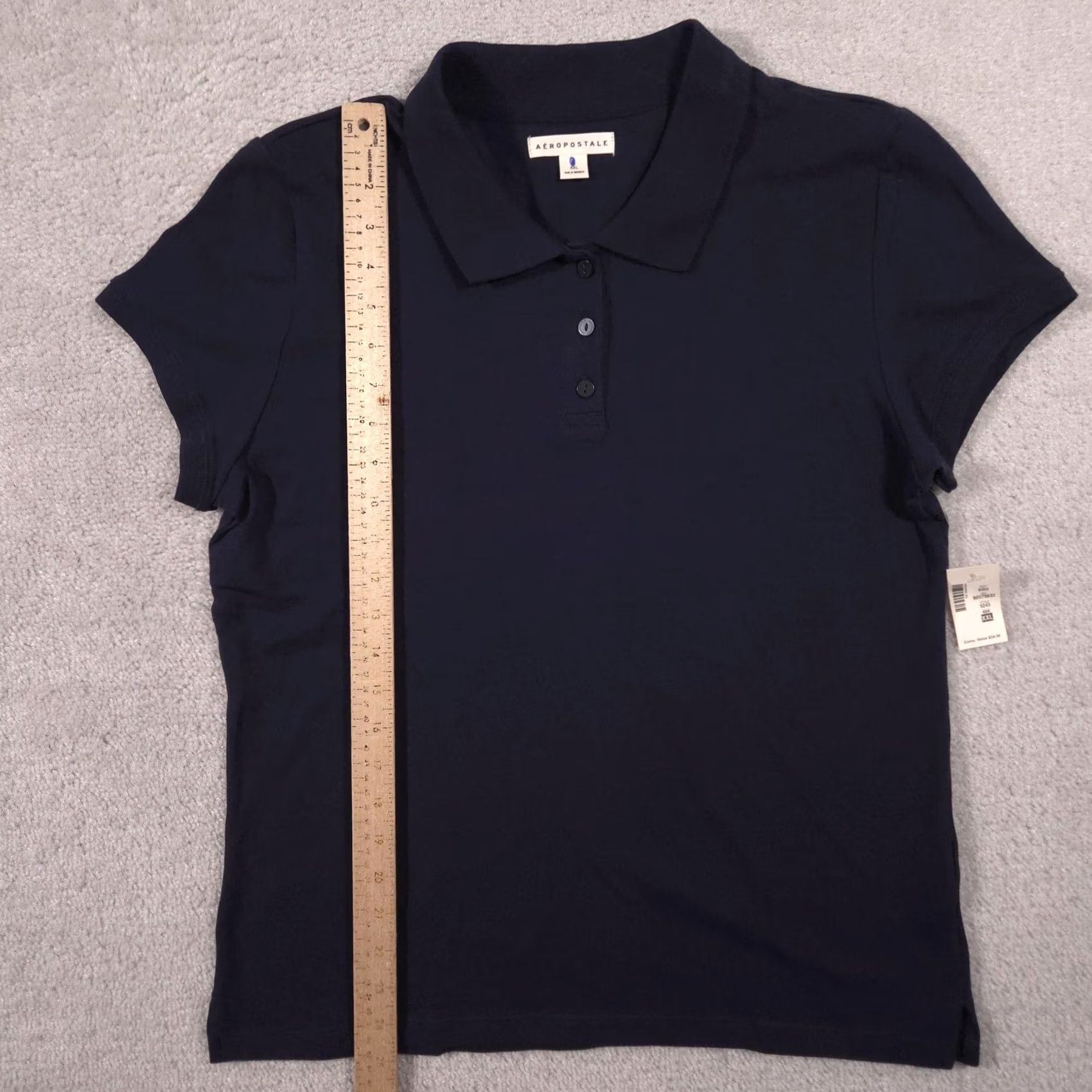 Vintage Aéropostale Polo Shirt Juniors XXL Solid Blue Collared Short Sleeve Basic Top Size XXL / US 16-18 / IT 52-54 - 6 Thumbnail