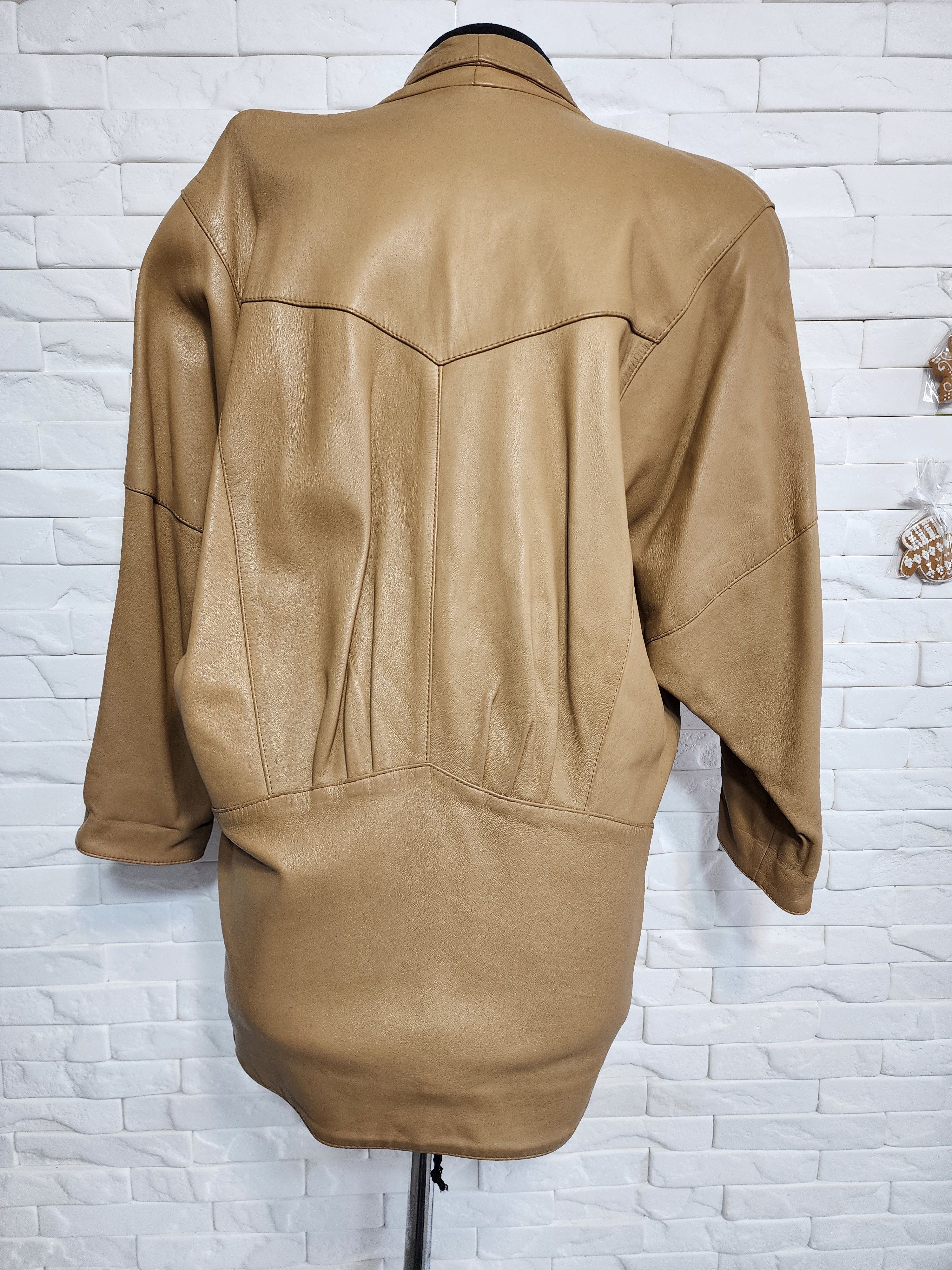 Other Brown Leather Jacket: Classic Button Front Coat Size L / US 10 / IT 46 - 4 Thumbnail