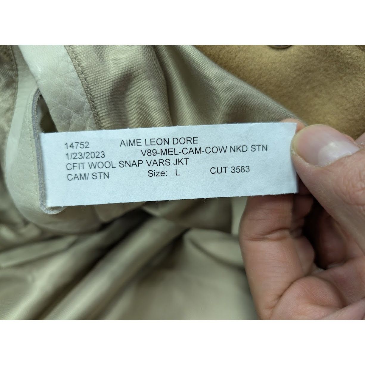 Aime Leon Dore o1rshd1 Crest Varsity Jacket in Camel Stone / Naked Size US L / EU 52-54 / 3 - 19 Thumbnail