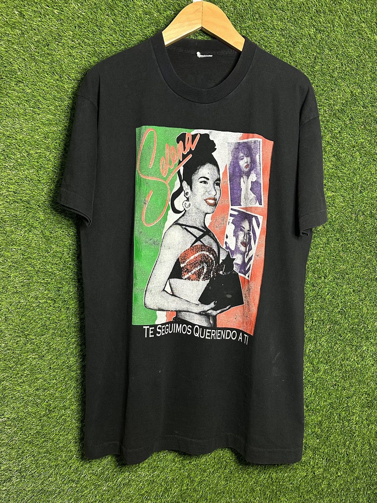 image of Rap Tees x Vintage Selena Quintanilla Memorial 90's Rap Tee Shirt in Black, Men's (Size XL)