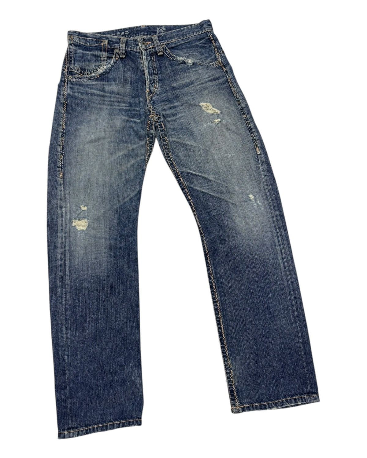 Japanese Brand × Yasuyuki Ishii × Yoshiyuki Konishi BAGGY JEANS KOBI ITAKURA STITCHING DENIM DISTRESS JEANS Size US 32 / EU 48 - 3 Thumbnail