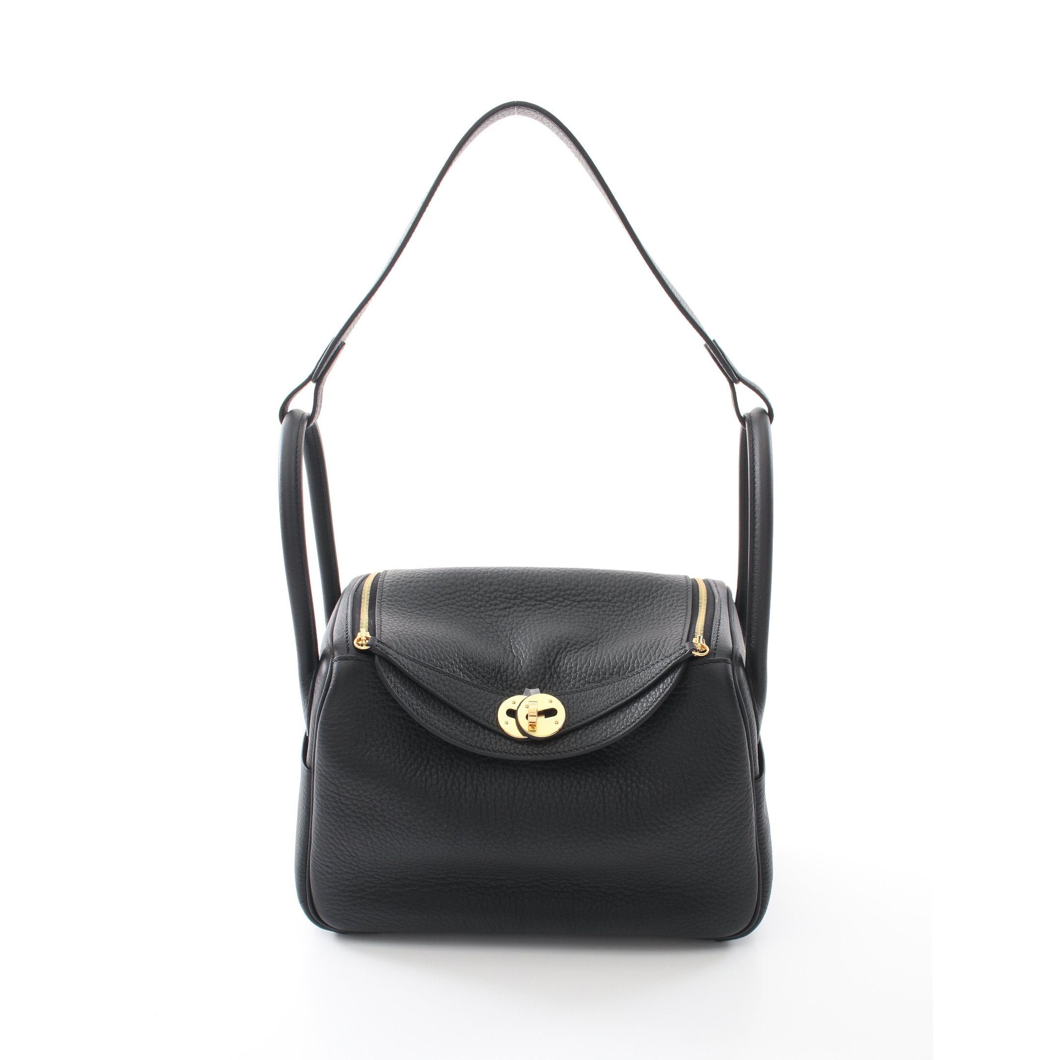 Hermes Hermes Lindy 26 Shoulder Bag Clemence Leather Black Gold Hardware Double Engraved Size ONE SIZE - 1 Thumbnail