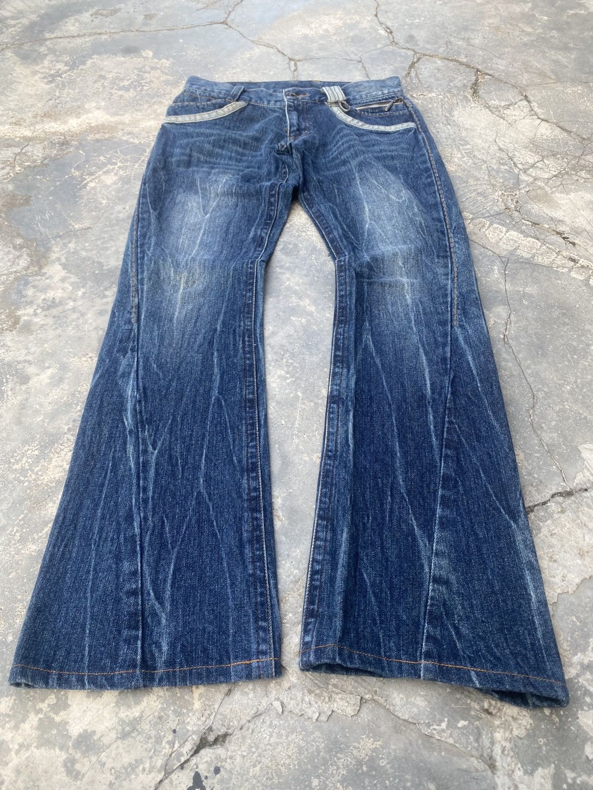 Japanese Brand B.S RAW Claw Mark Twisted Flared Jeans Size US 30 / EU 46 - 3 Thumbnail