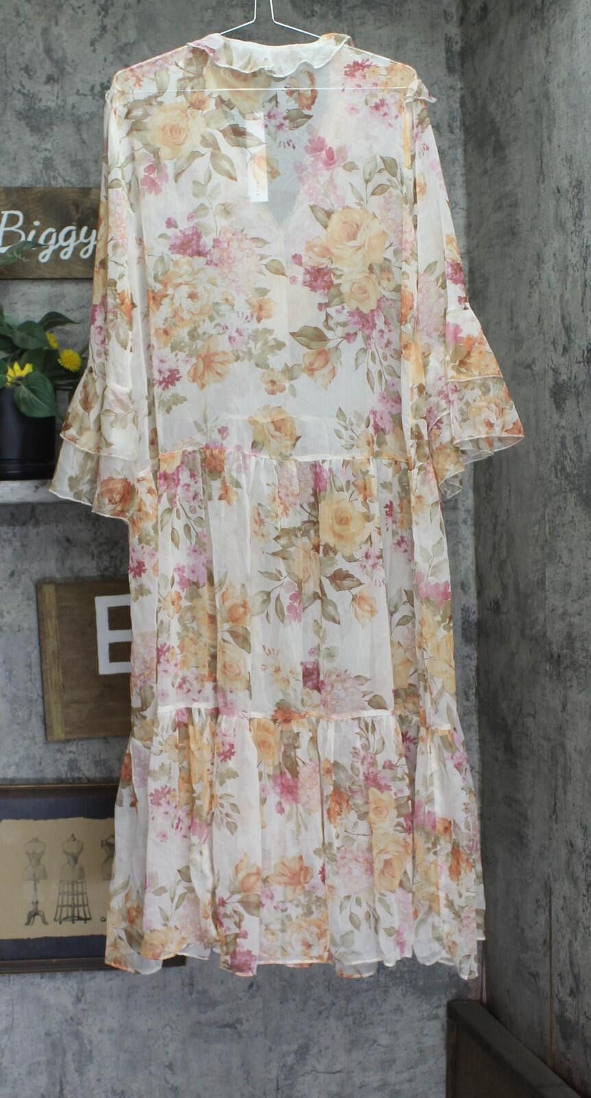 Aquascutum Aqua Floral Ruffle Maxi Dress Idm12134 Yellow / White L Size L / US 10 / IT 46 - 2 Thumbnail