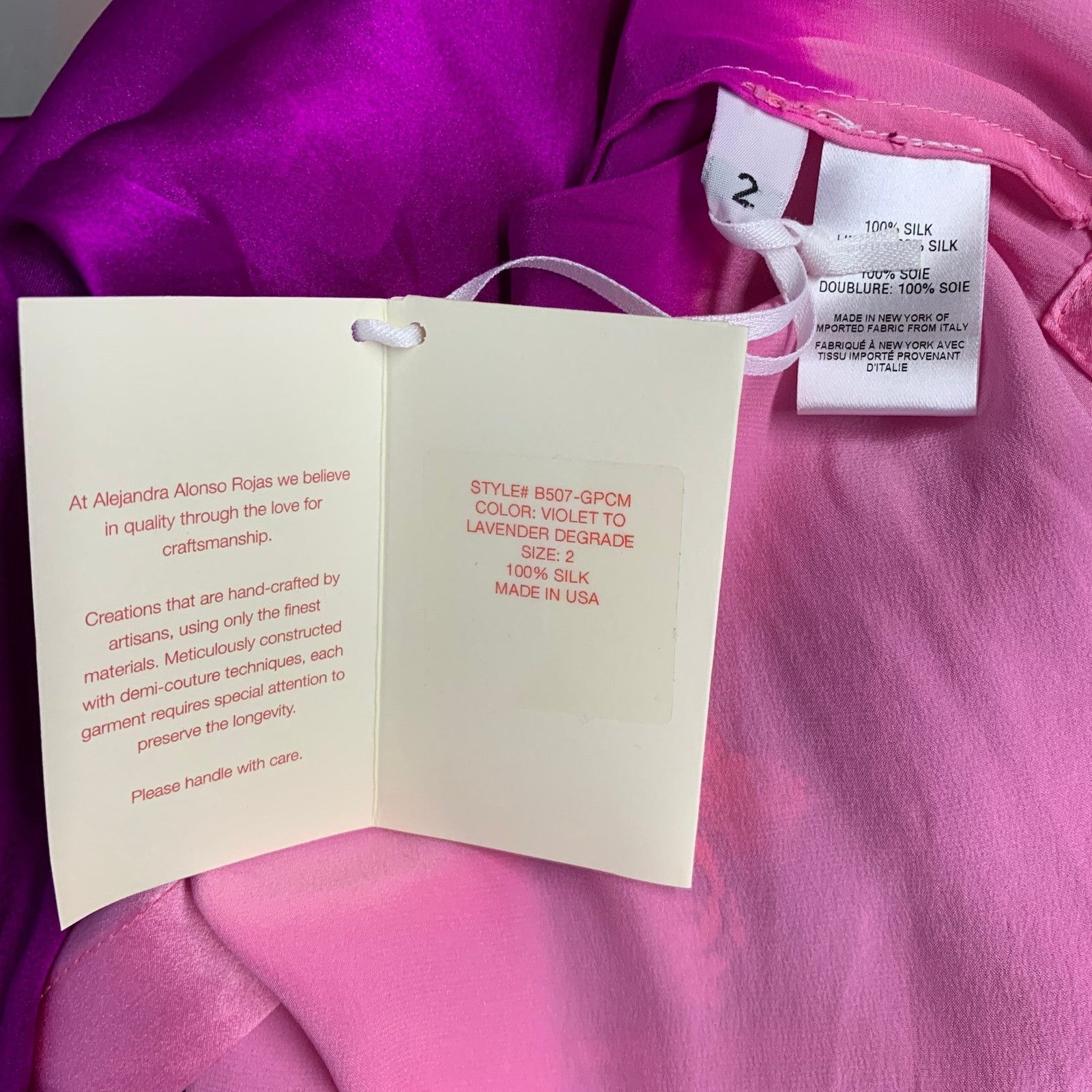 Other 2 Pink Fuchsia Silk Satin Two Tone Dip Dyed Blouse Size XS / US 0-2 / IT 36-38 - 5 Thumbnail