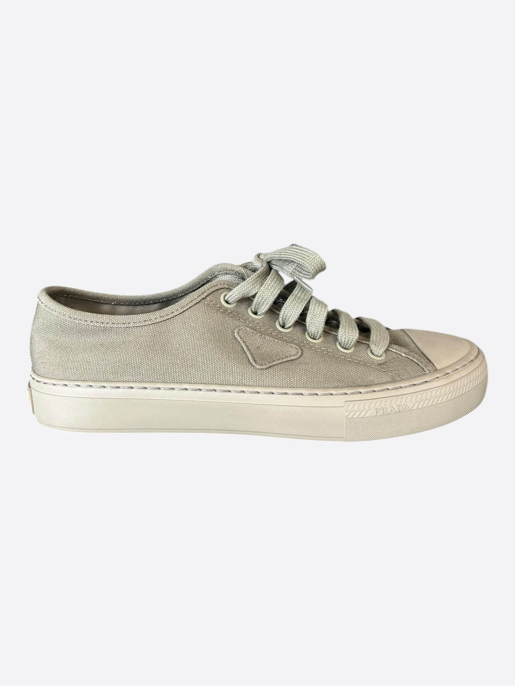 Prada Prada Olive Triangle Logo Canvas Sneakers Size US 8.5 / EU 41-42 - 1 Thumbnail