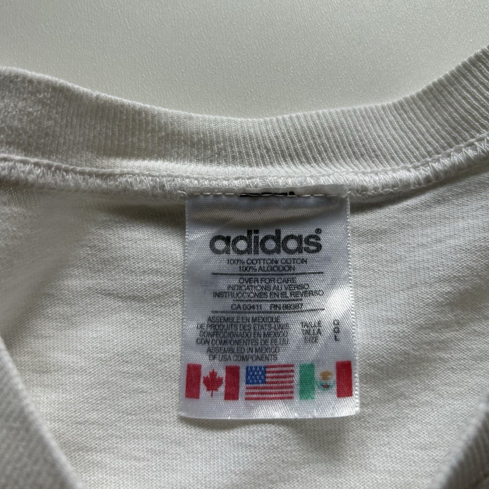 Adidas × Vintage Vintage 90 Adidas Trefoil Shirt Large Distressed White Rare Size US L / EU 52-54 / 3 - 8 Thumbnail