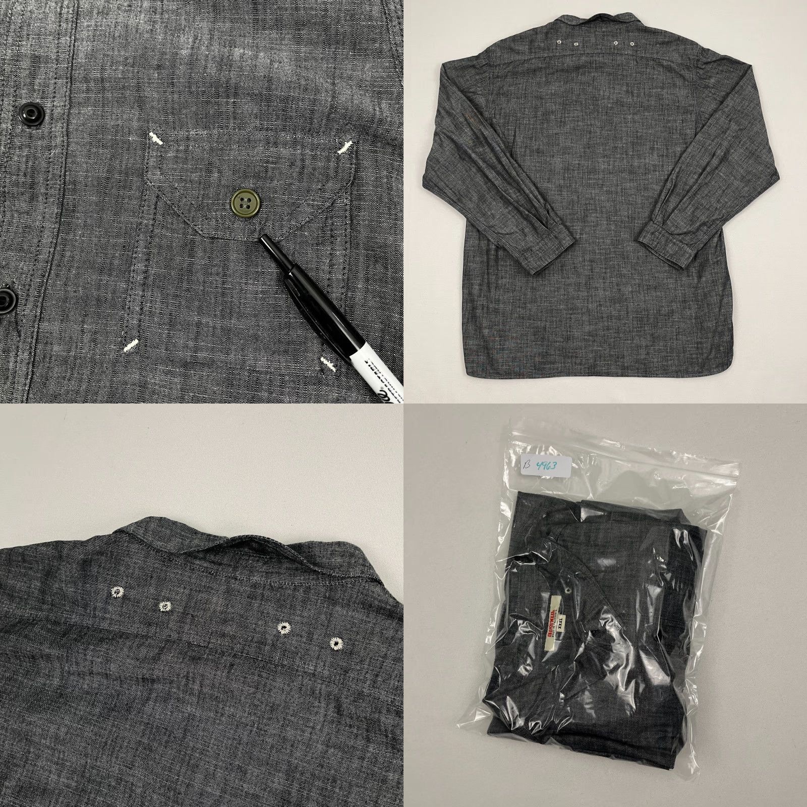 Vintage VINTAGE Birdwell Beach Brithces Shirt Mens 3XL Gray Chambray Button-Up Size US XXL / EU 58 / 5 - 8 Thumbnail