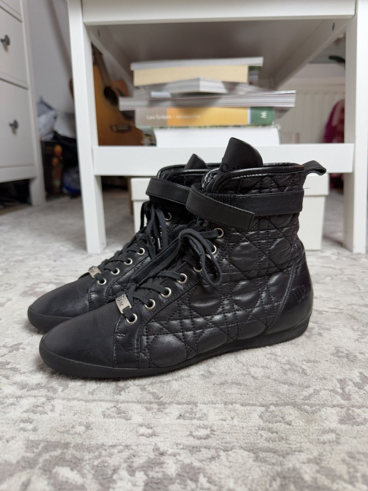 Dior × John Galliano Vintage y2k Dior leather high top boxing moto biker shoes Size US 6 / IT 36 - 4 Thumbnail